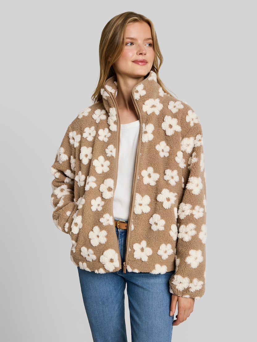 Teddyjas met bloemenpatroon door Denim Female, brown teddy flower artwork