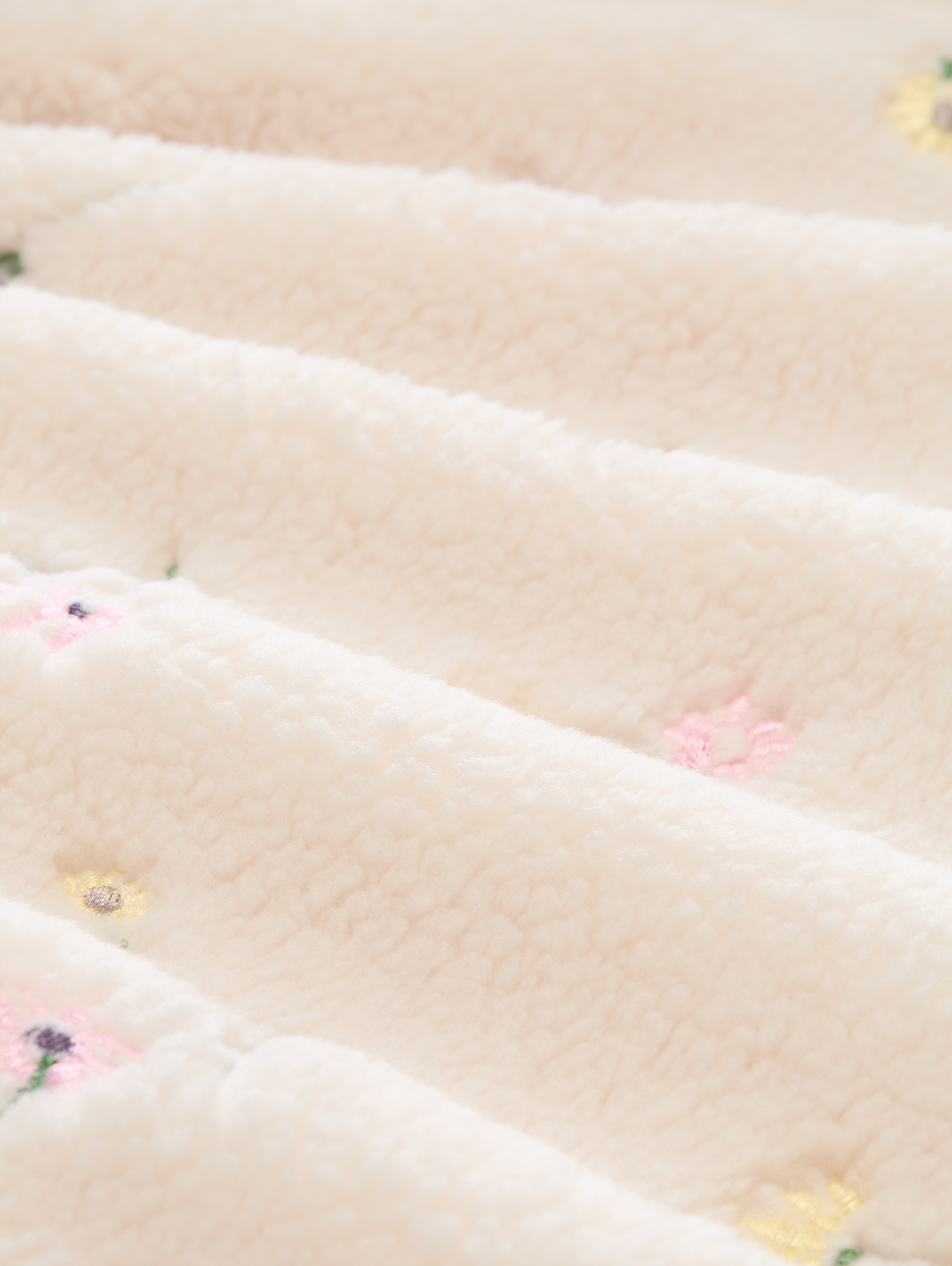 Teddy Jacke mit Blumenmuster - beige flower embro teddy - Produkt-Detail-Ansicht