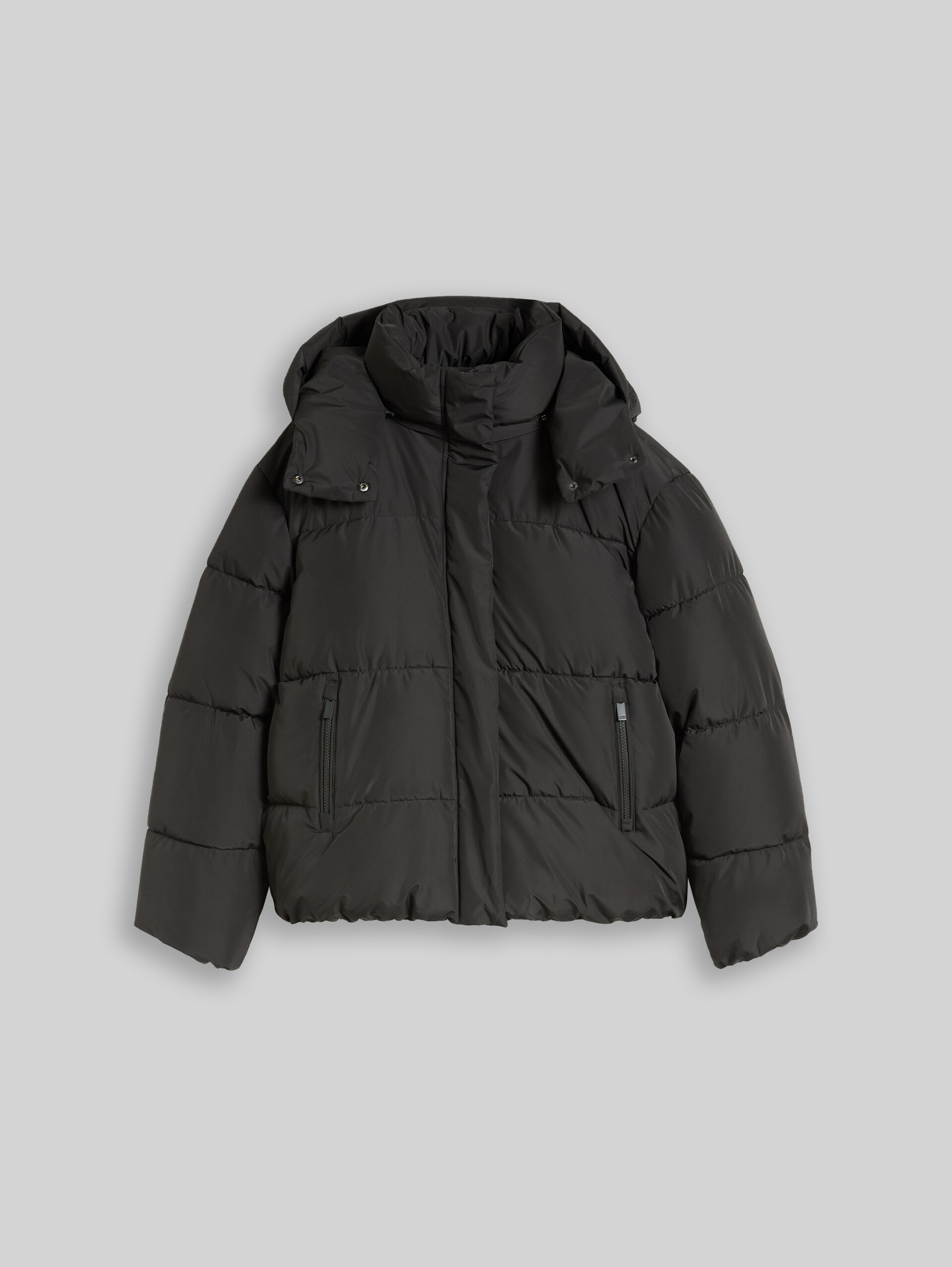 Puffer-Jacke mit abnehmbarer Kapuze - Coal Mine Grey - Vorder-Produkt-Ansicht
