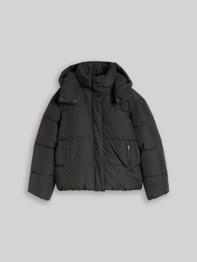 Pufferjack met afneembare capuchon door Denim Female, Coal Mine Grey