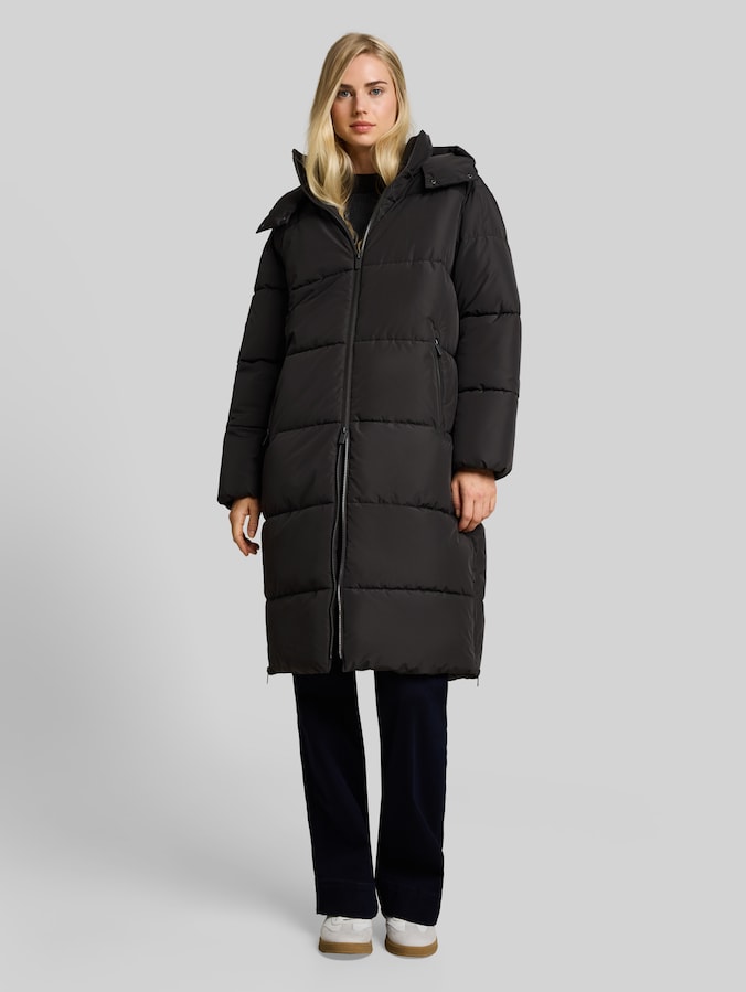 Puffer-Mantel mit abnehmbarer Kapuze von Denim Female, Coal Mine Grey