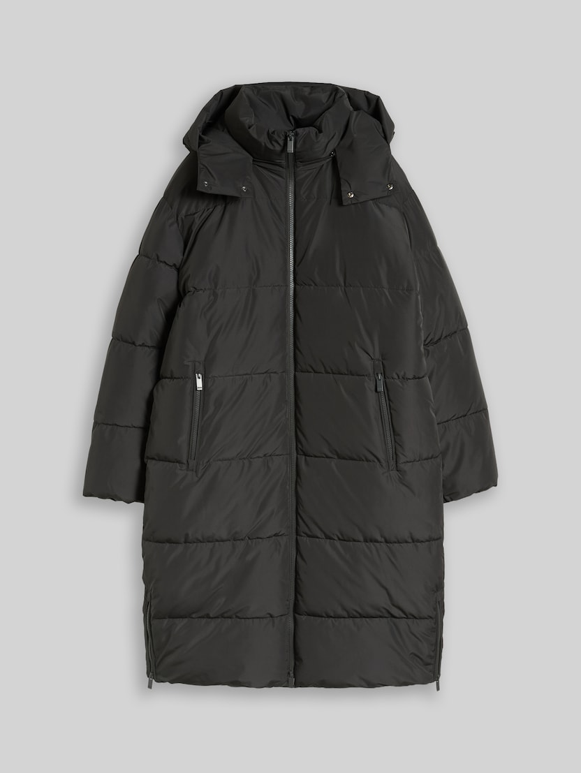 Puffer-Mantel mit abnehmbarer Kapuze von Denim Female, Coal Mine Grey