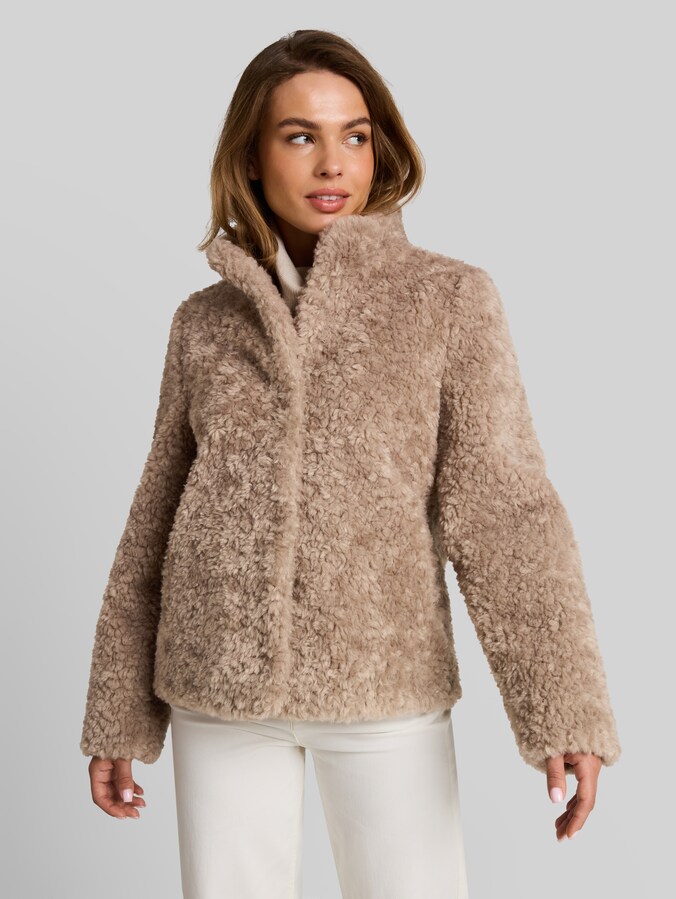 Kunstfelljacke mit Stehkragen von Women, soft taupe grey