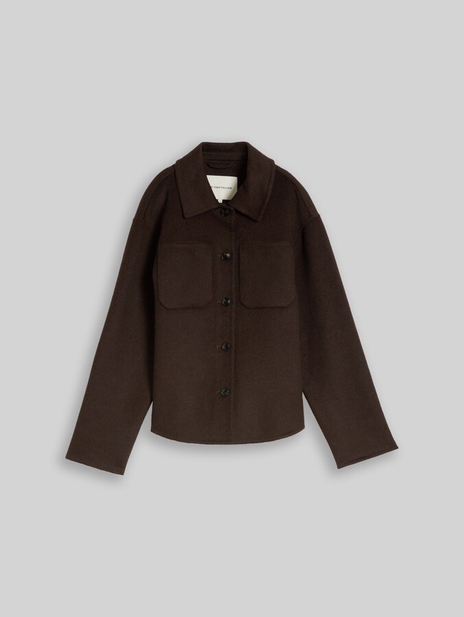 Overhemdjas met wol door Women, java dark brown