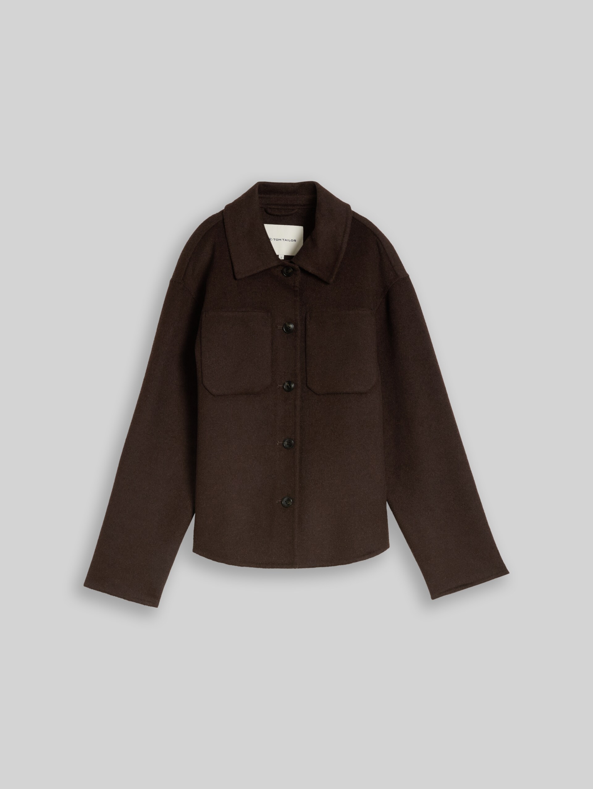 Overhemdjas met wol - java dark brown - Product vooraanzicht