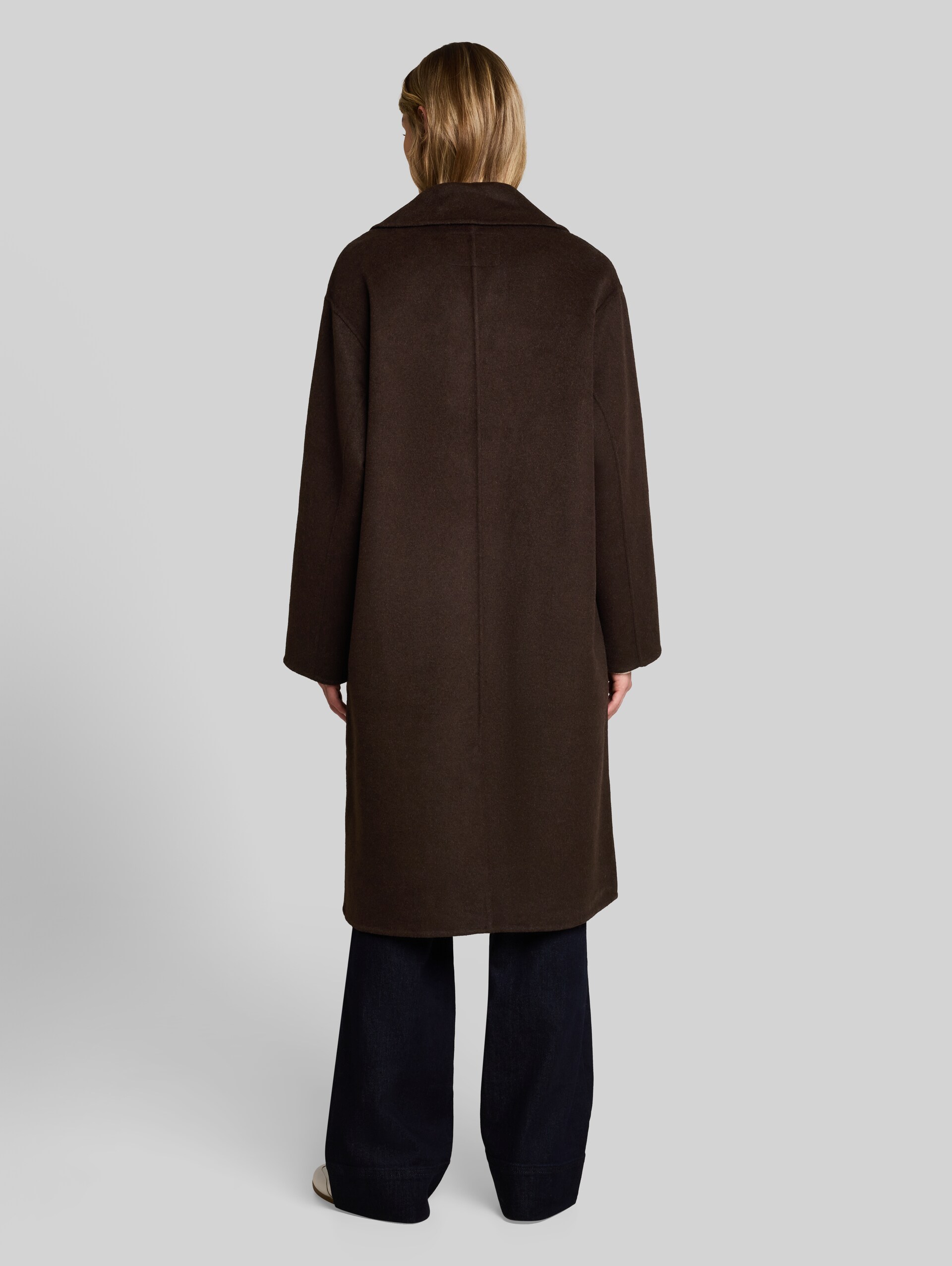 Loose Fit Wollmantel - java dark brown - Model-Rückansicht
