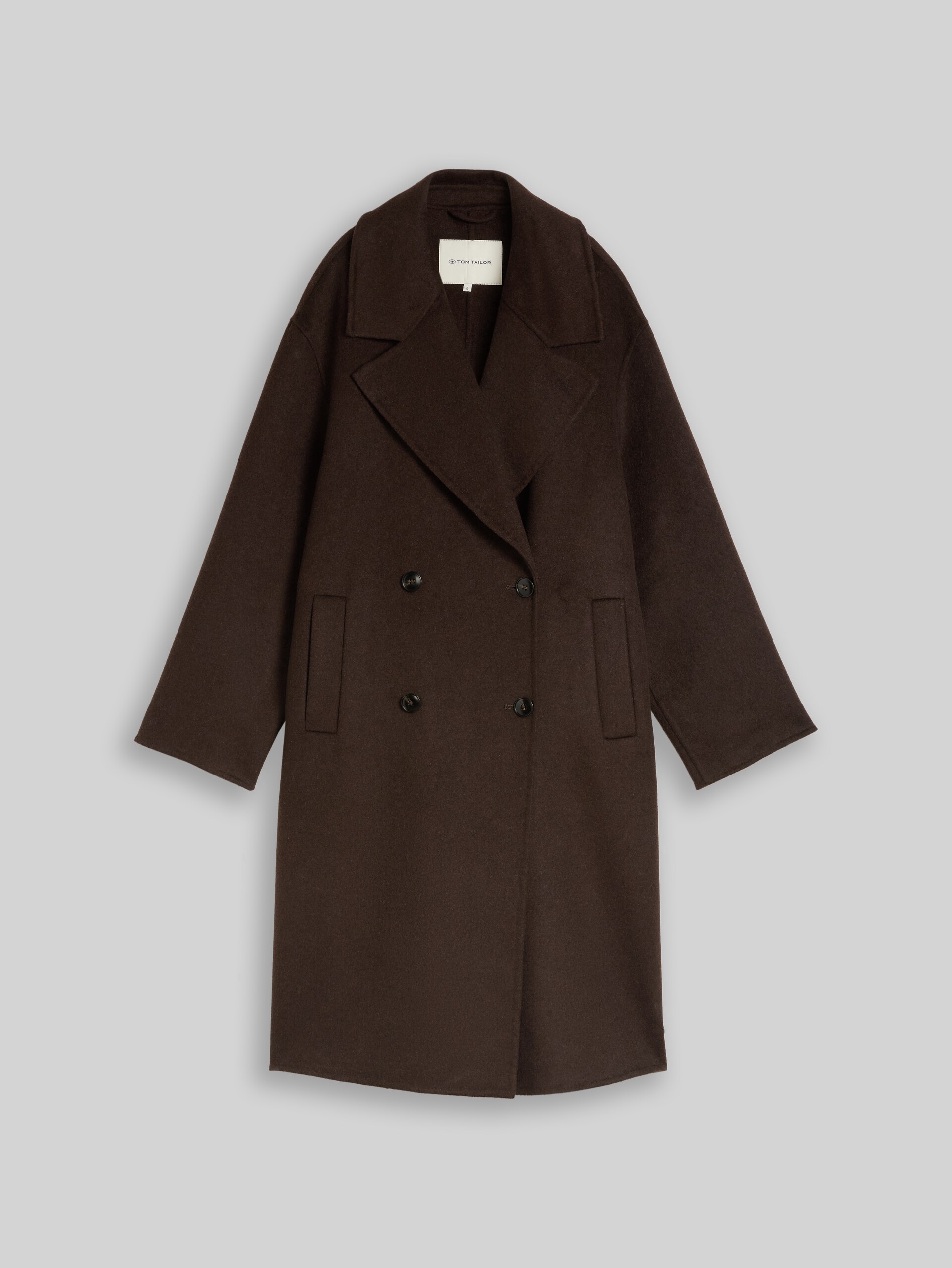 Loose Fit Wollmantel - java dark brown - Vorder-Produkt-Ansicht