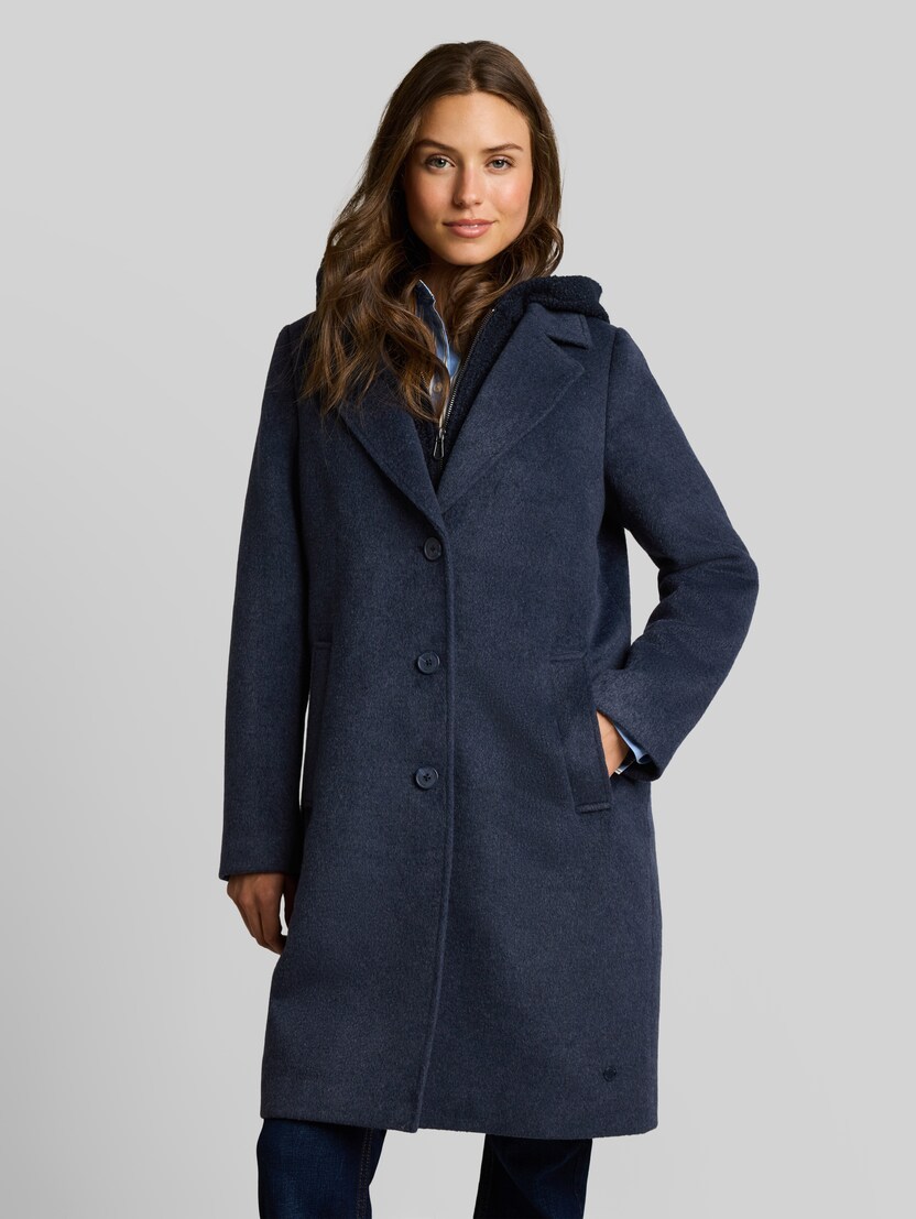 2-in-1 woollen coat with detachable insert by Women, sky captain blue melange