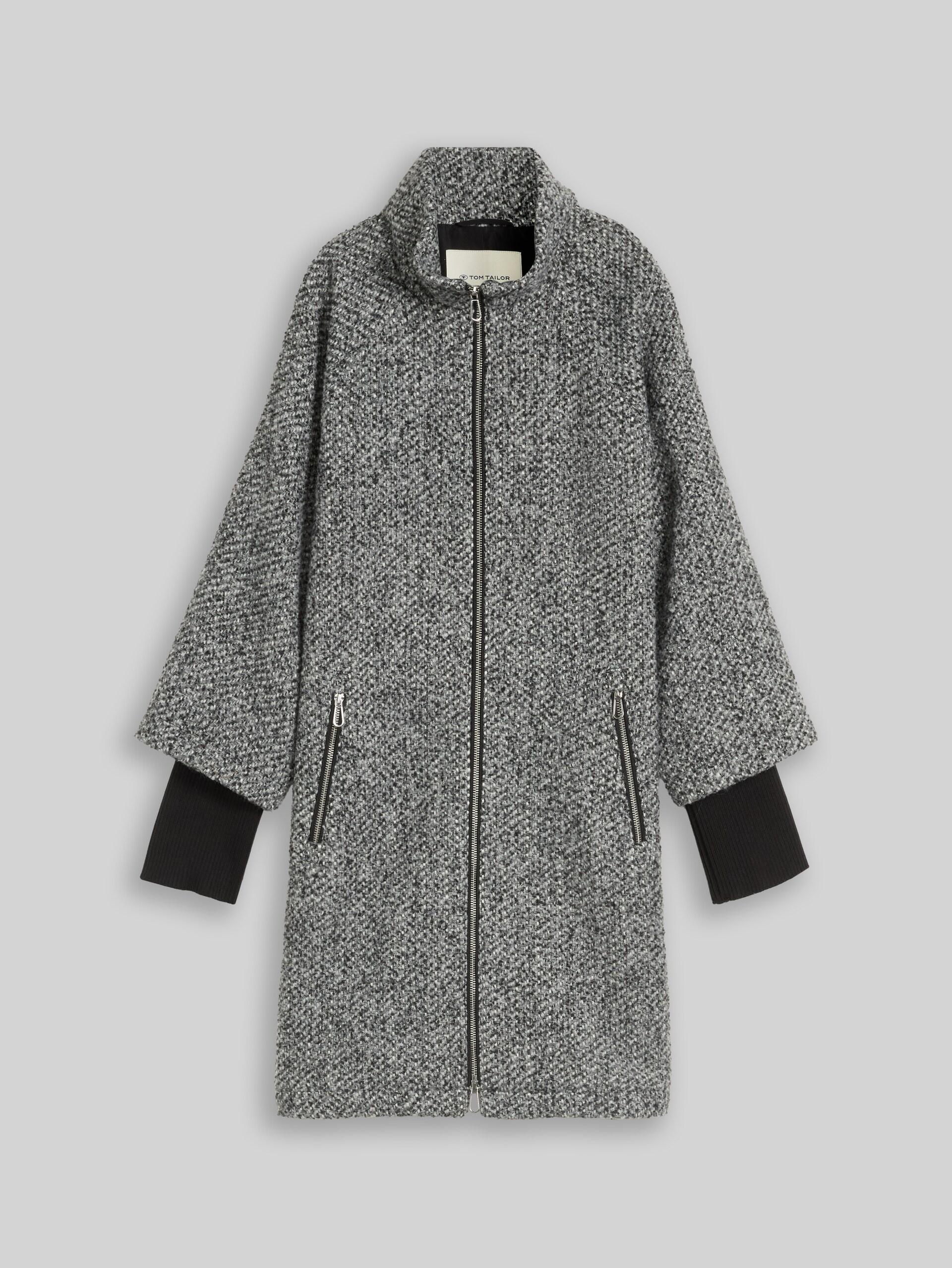 Manteau 2-en-1 - grey black melange structure - Vue de face du produit