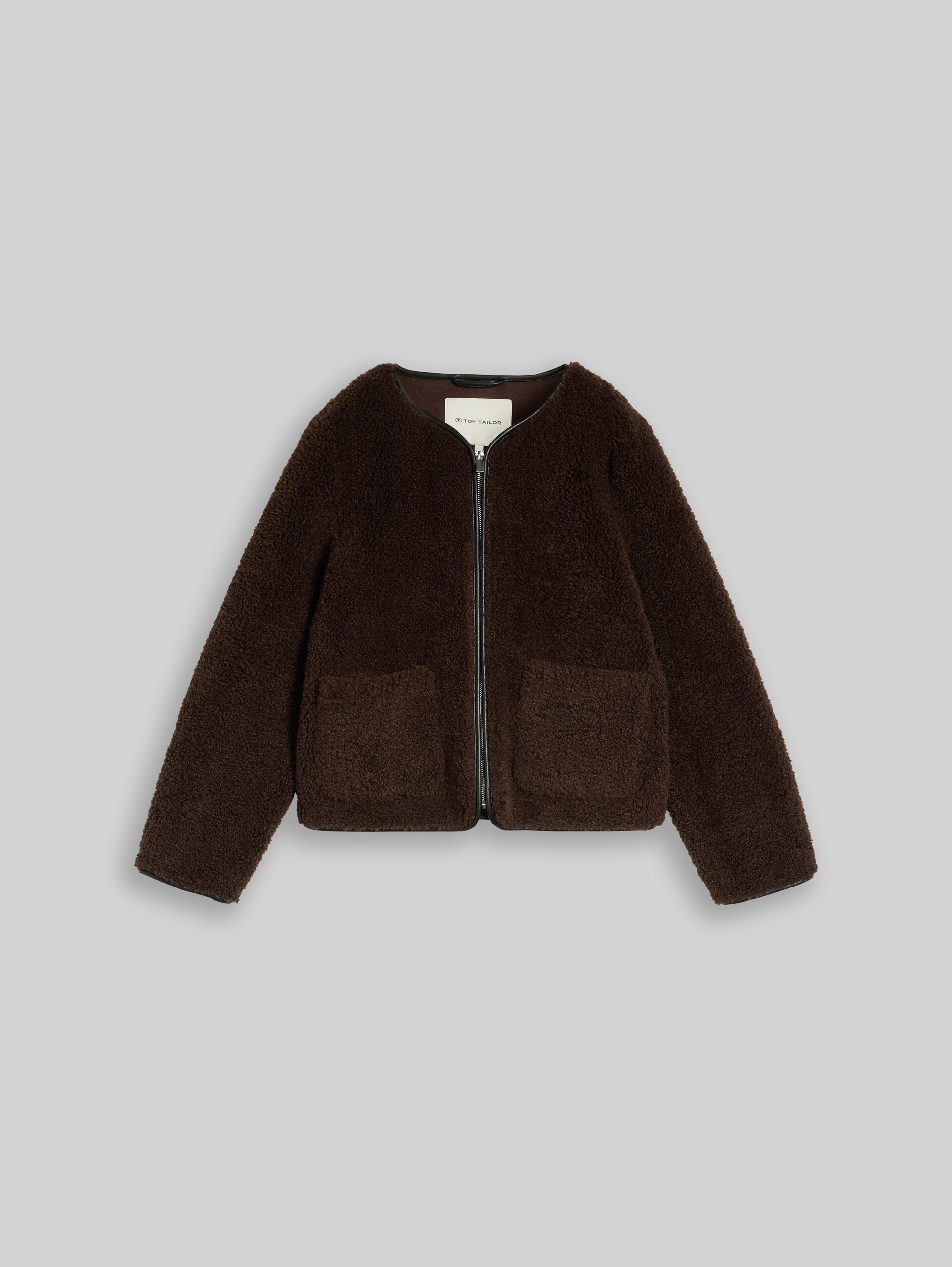 Veste en fausse fourrure avec poches - java dark brown - Vue de face du produit