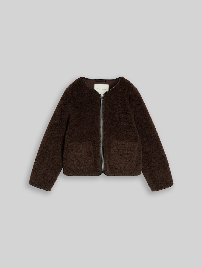 Kunstfelljacke mit Taschen von Women, java dark brown