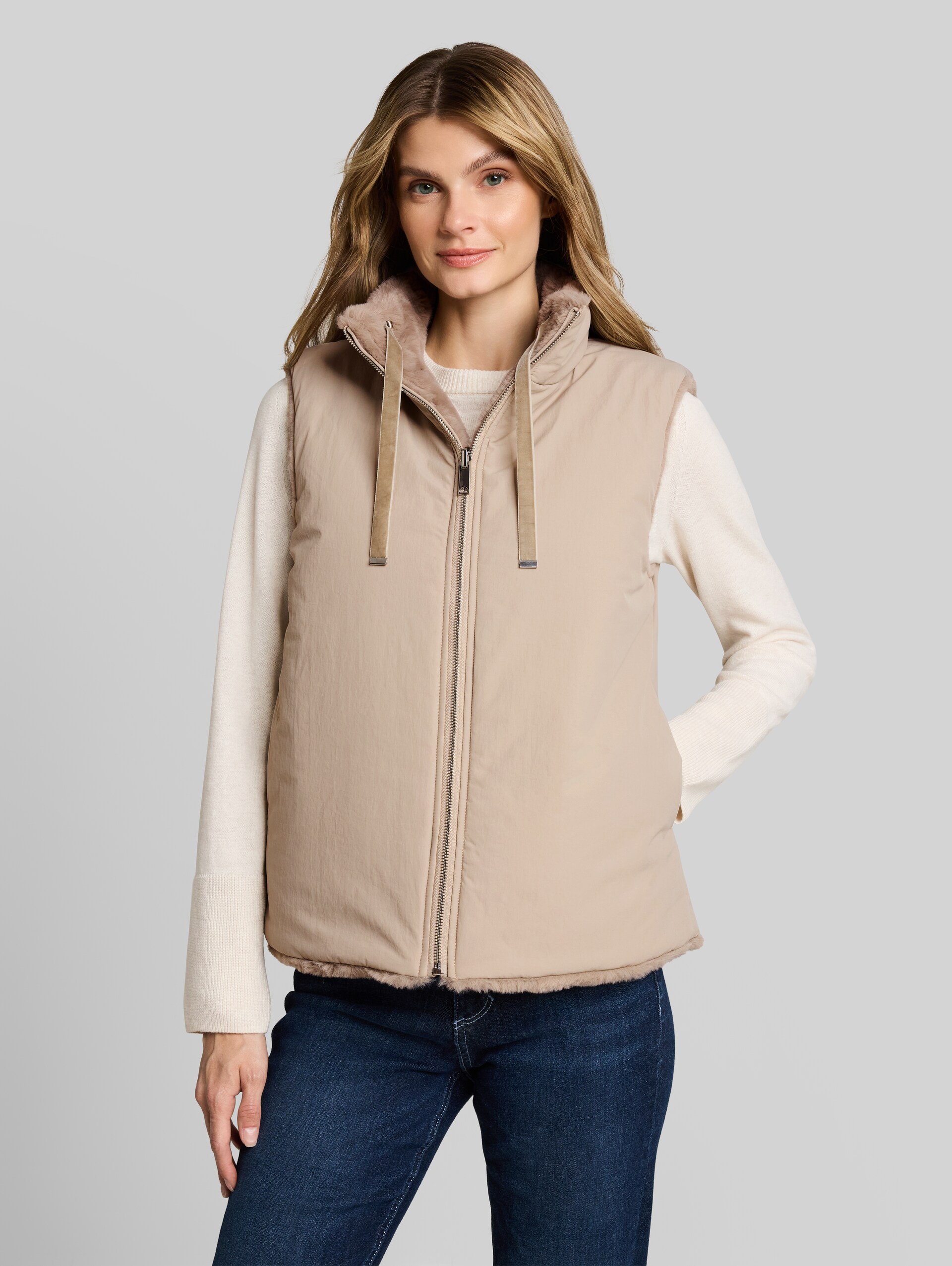 2-in-1 imitatiebontvest met omkeerfunctie - soft taupe grey - Detailaanzicht model