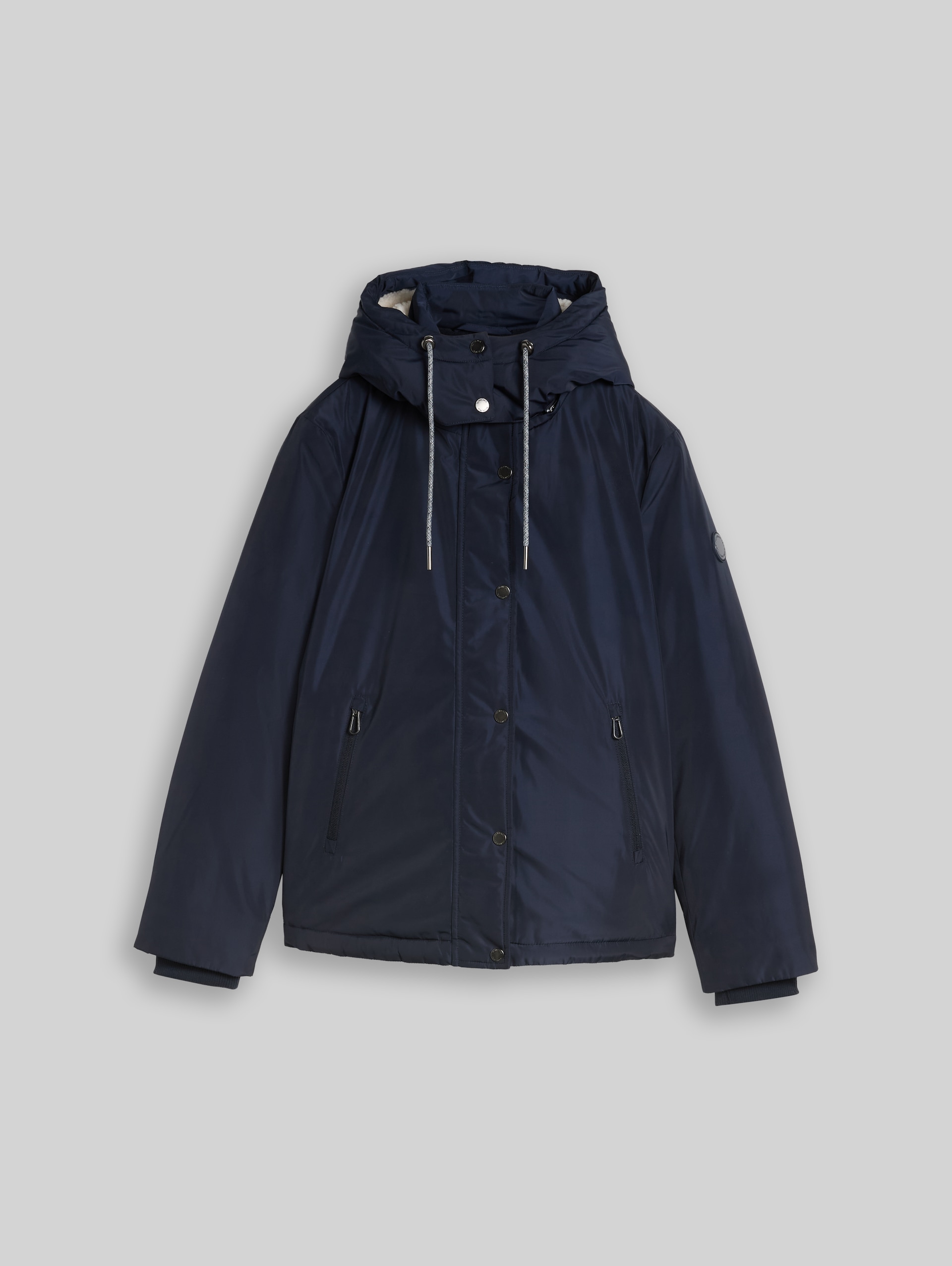 Short parka with detachable hood - sky captain blue - Front product view