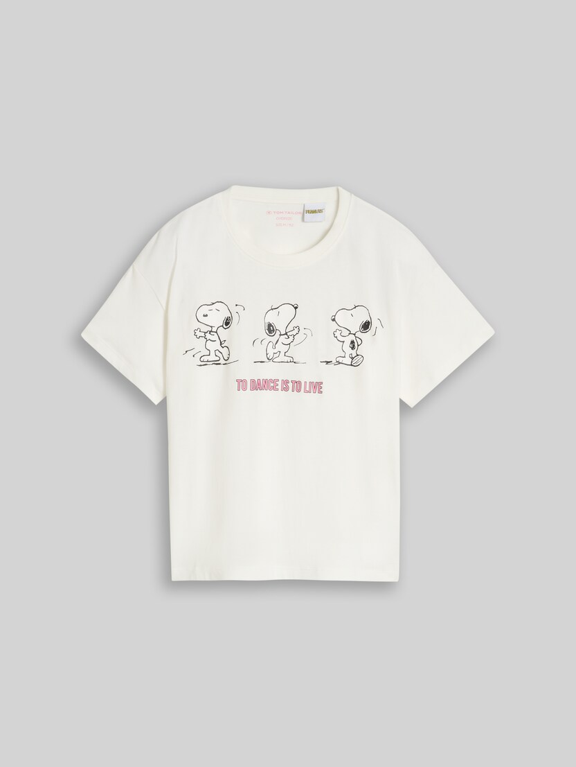 Oversized T-shirt met Snoopy-print door Teen Girls, Whisper White