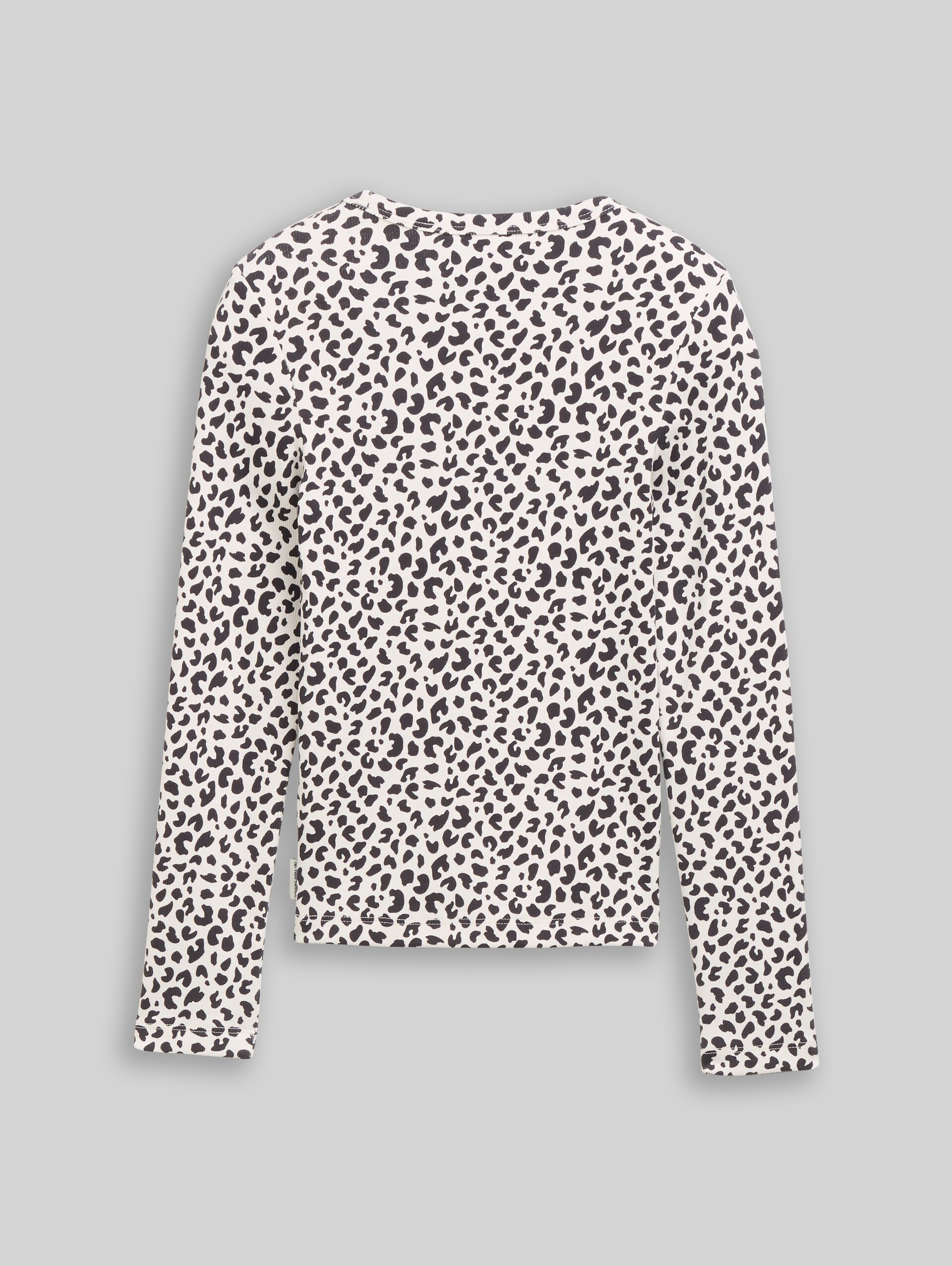Langarmshirt mit Rippstruktur - white dark navy leo