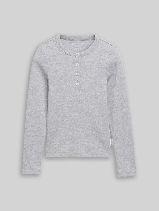 Henley Langarmshirt mit Rippstruktur von Teen Girls, Light Stone Grey Melange
