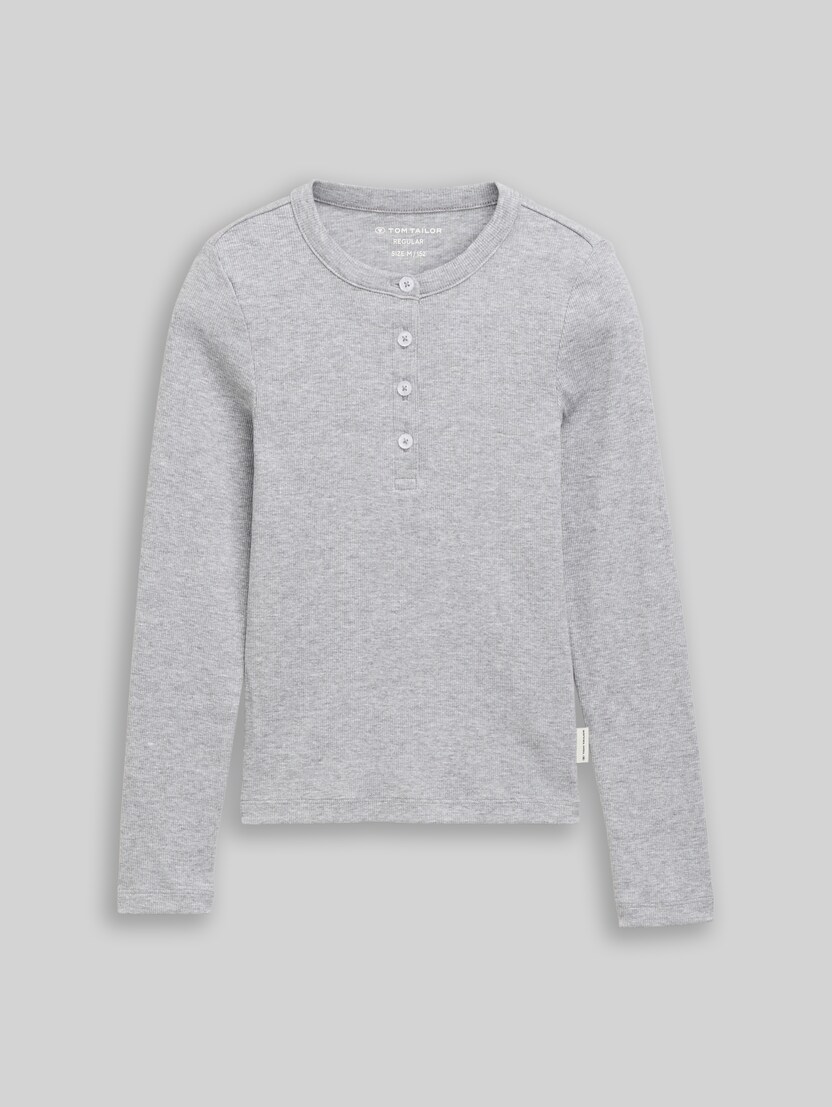 Henley Langarmshirt mit Rippstruktur von Teen Girls, Light Stone Grey Melange