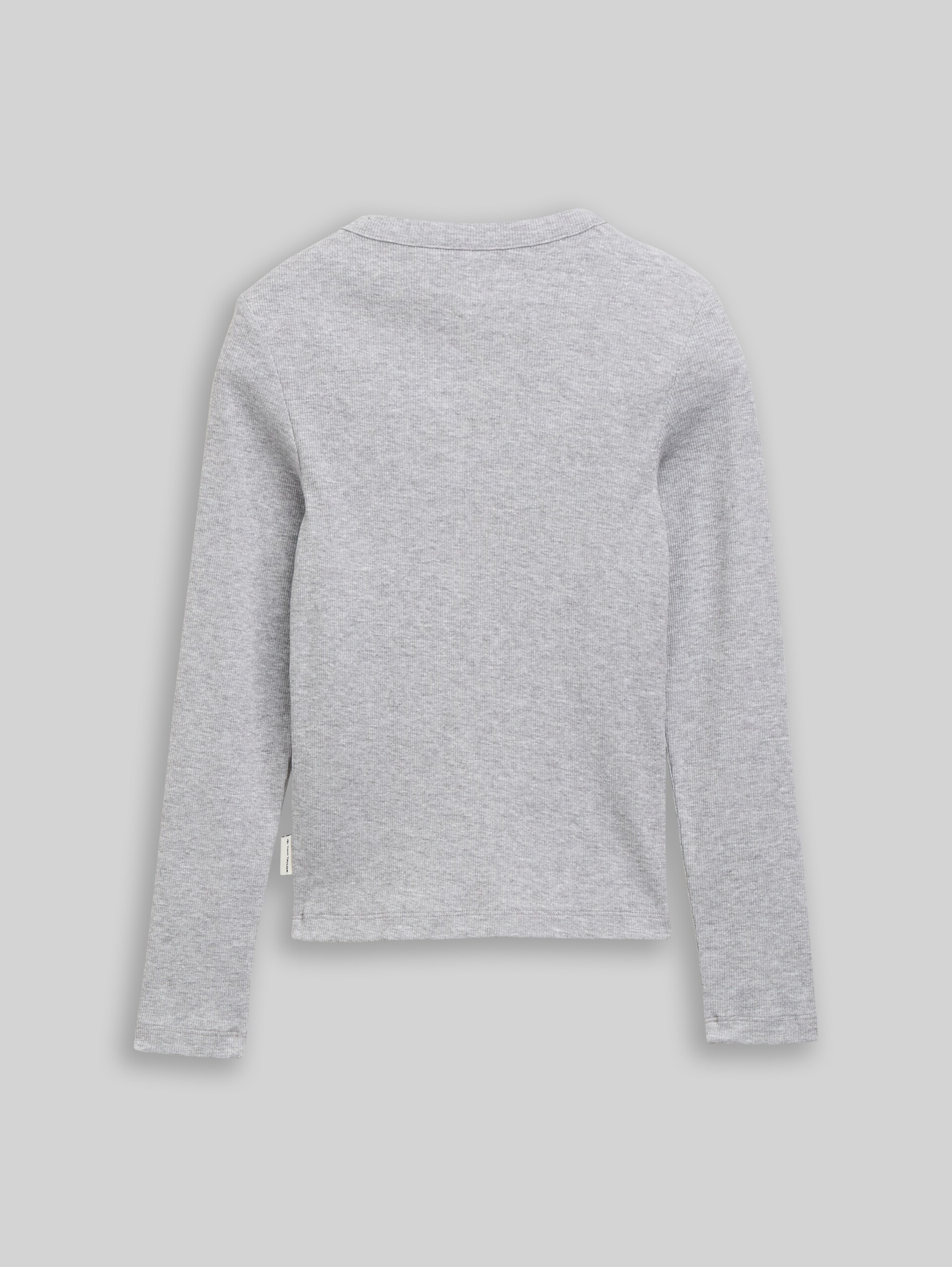 Henley Langarmshirt mit Rippstruktur - Light Stone Grey Melange