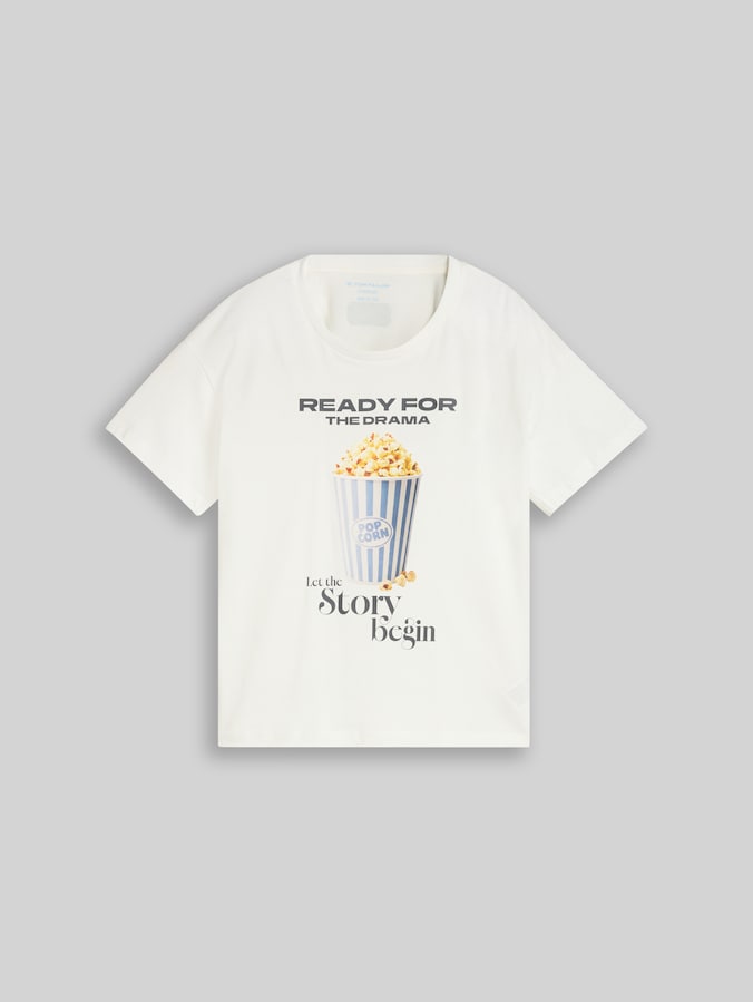 T-shirt oversize avec imprimé photo par Teen Girls, Whisper White