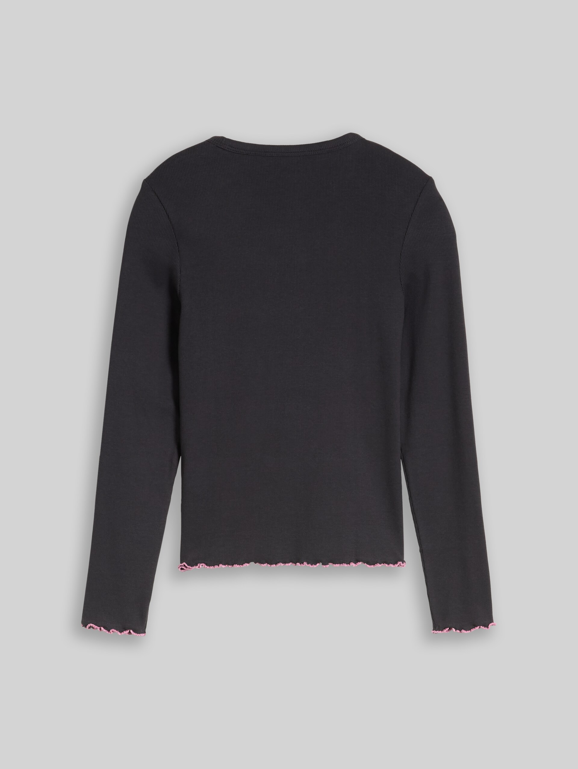 Langarmshirt mit Rippstruktur - coal grey