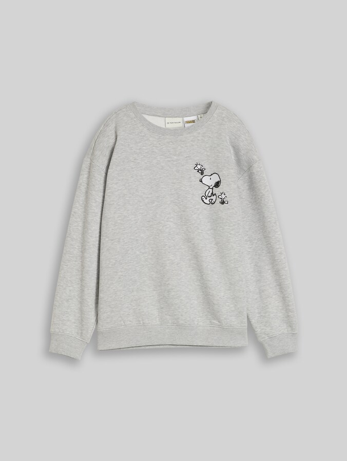 Oversized sweatshirt met Peanuts-print door Teen Girls, Light Stone Grey Melange
