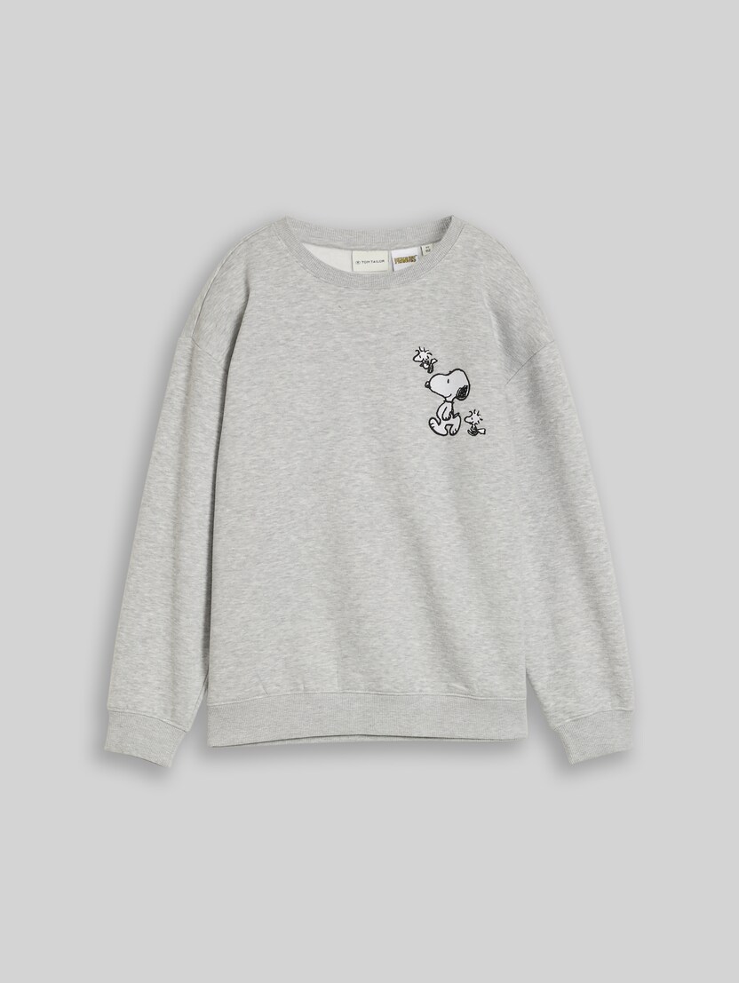 Oversized sweatshirt met Peanuts-print door Teen Girls, Light Stone Grey Melange