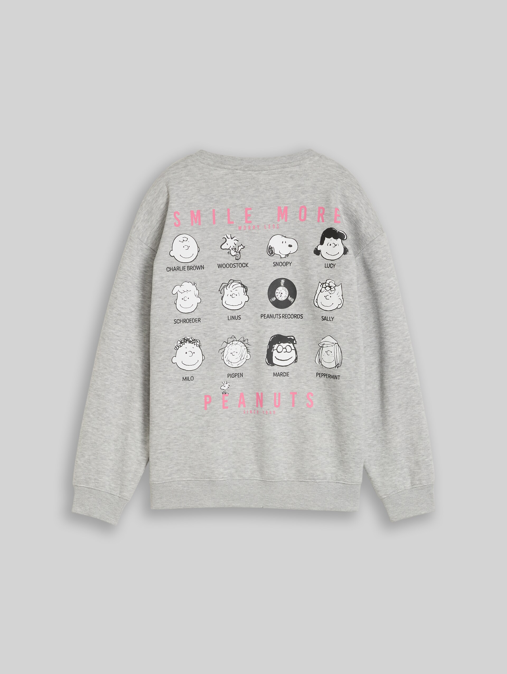 Oversized sweatshirt met Peanuts-print - Light Stone Grey Melange