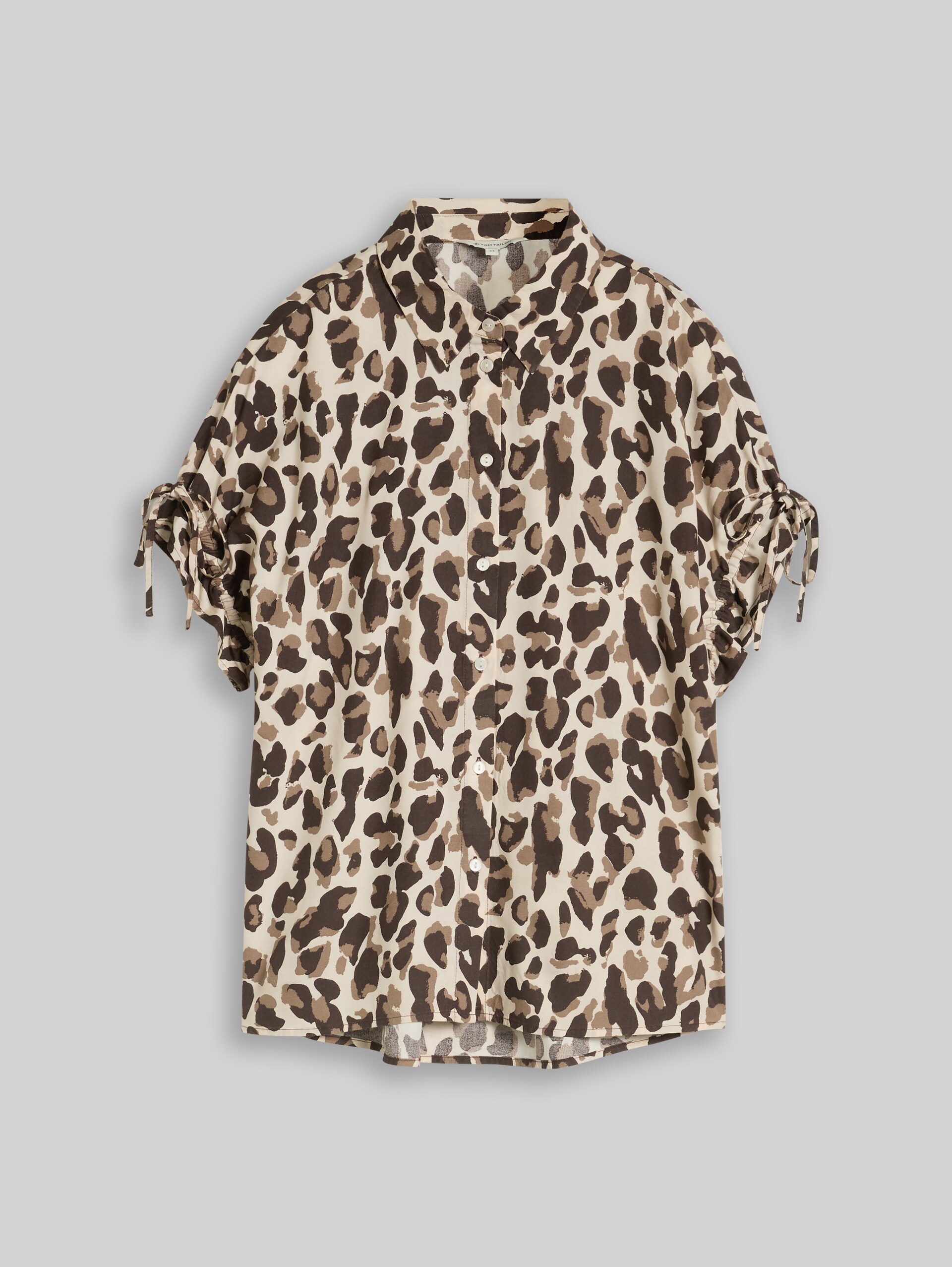 Loose Fit Bluse mit Schleifen - brown beige leo print - Vorder-Produkt-Ansicht