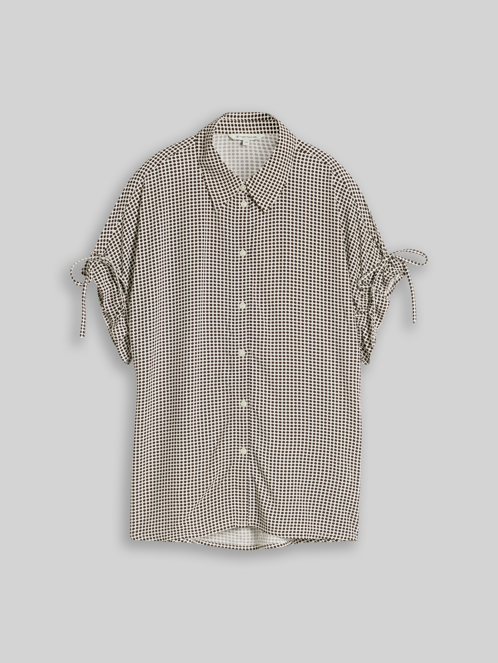 Loose Fit Bluse mit Schleifen - small brown dot print - Vorder-Produkt-Ansicht