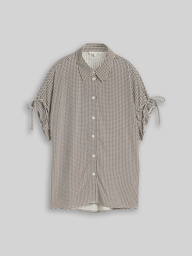 Loose Fit Bluse mit Schleifen von Women, small brown dot print