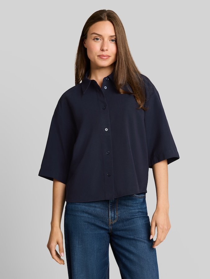 Oversize Hemdbluse mit 3/4-Arm von Women, sky captain blue