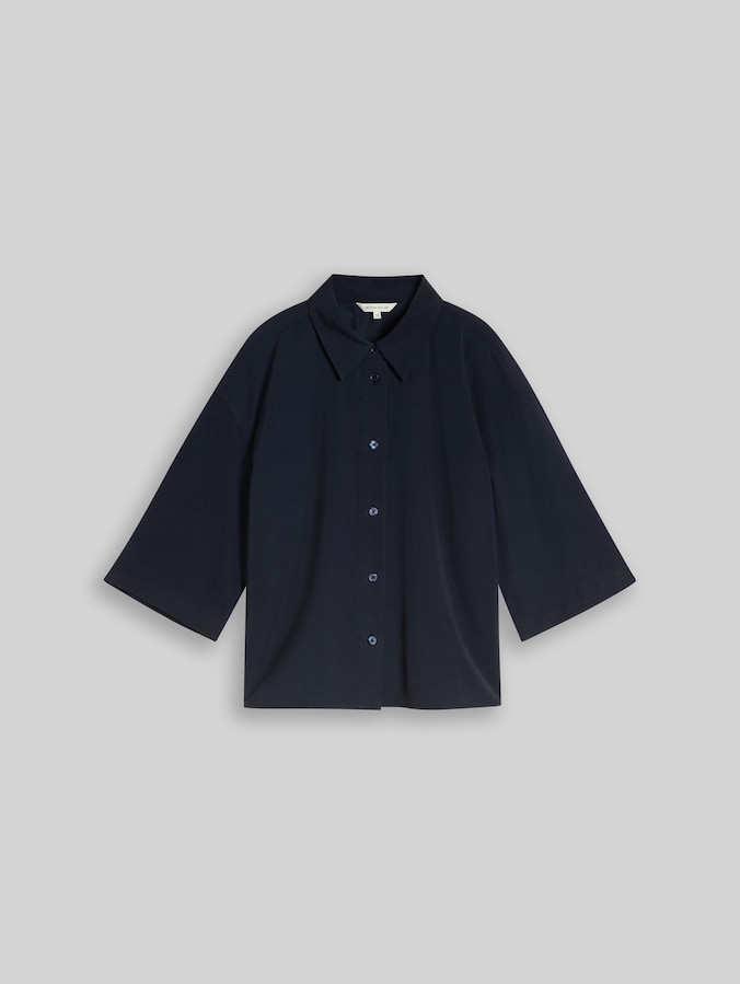 Oversized shirt-blouse with 3/4 sleeves by Women, sky captain blue