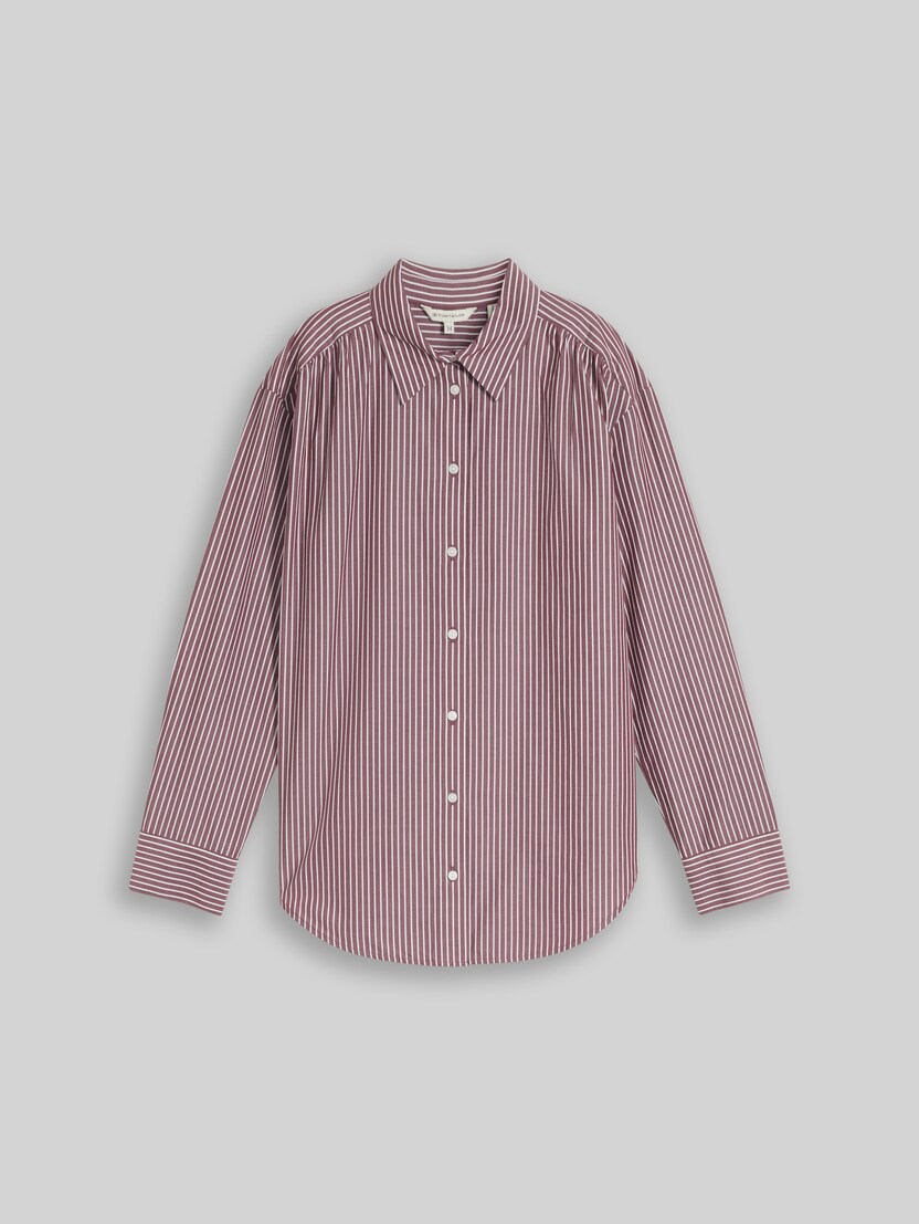 Chemisier ample en popeline par Women, preppy plum white stripe