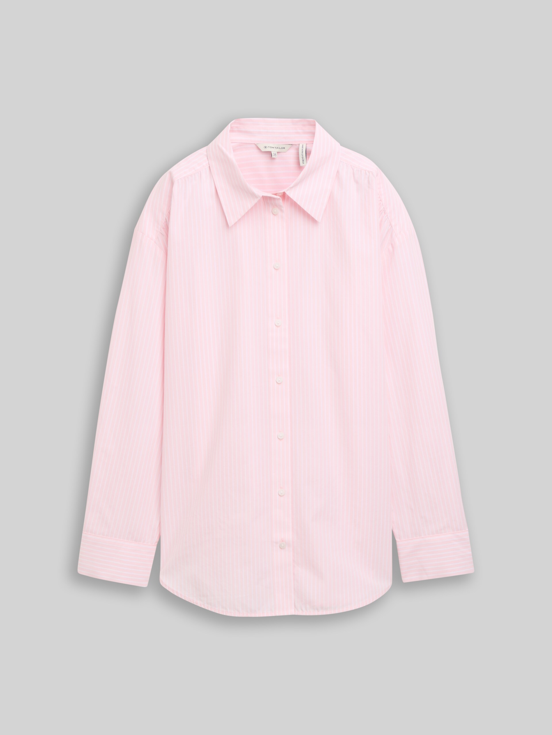 Loose Fit Popeline Hemdbluse - light pastel pink stripe - Vorder-Produkt-Ansicht