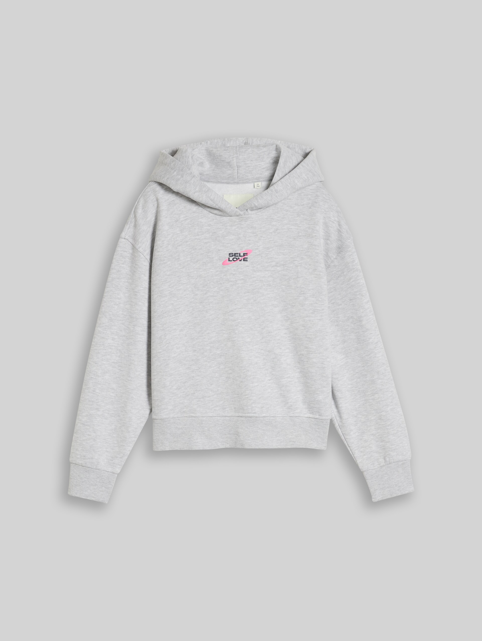 Oversize Hoodie Sweatshirt mit Rückenprint - Light Stone Grey Melange - Vorder-Produkt-Ansicht