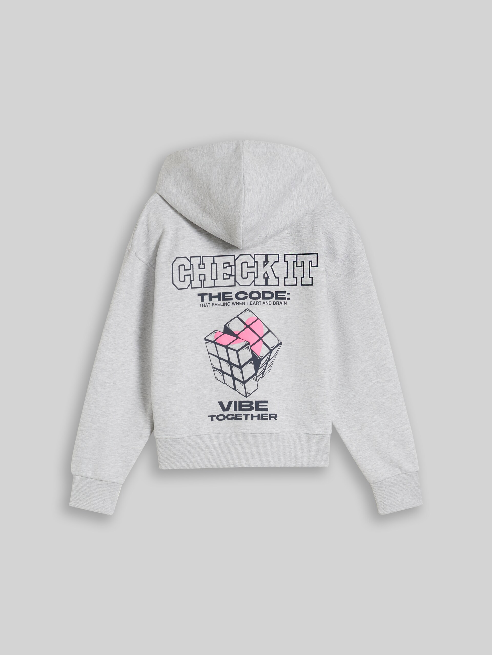 Oversize Hoodie Sweatshirt mit Rückenprint - Light Stone Grey Melange