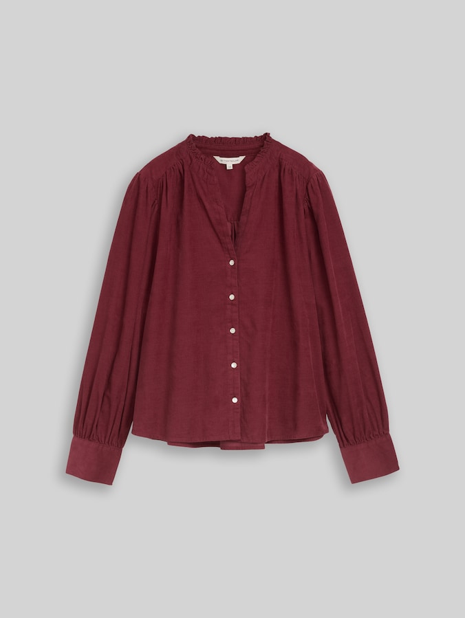Corduroy blouse with ruffled collar by Women, Preppy Plum