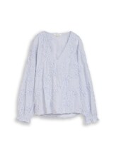 Ausgewählt, Bluse mit Blumen-Stickerei von Tom Tailor, blau