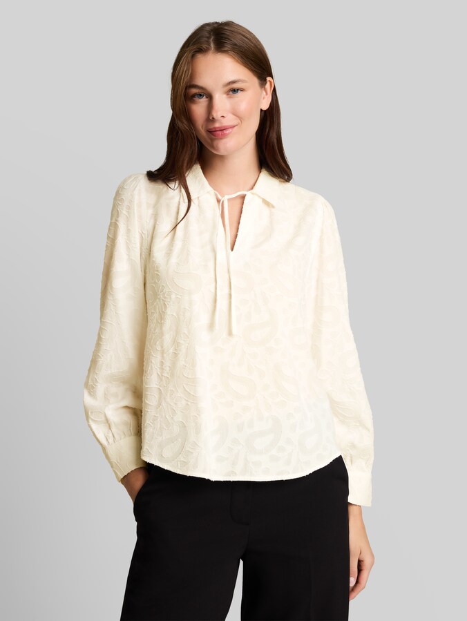 Jacquard blouse with a pattern by Women, white paisley structure