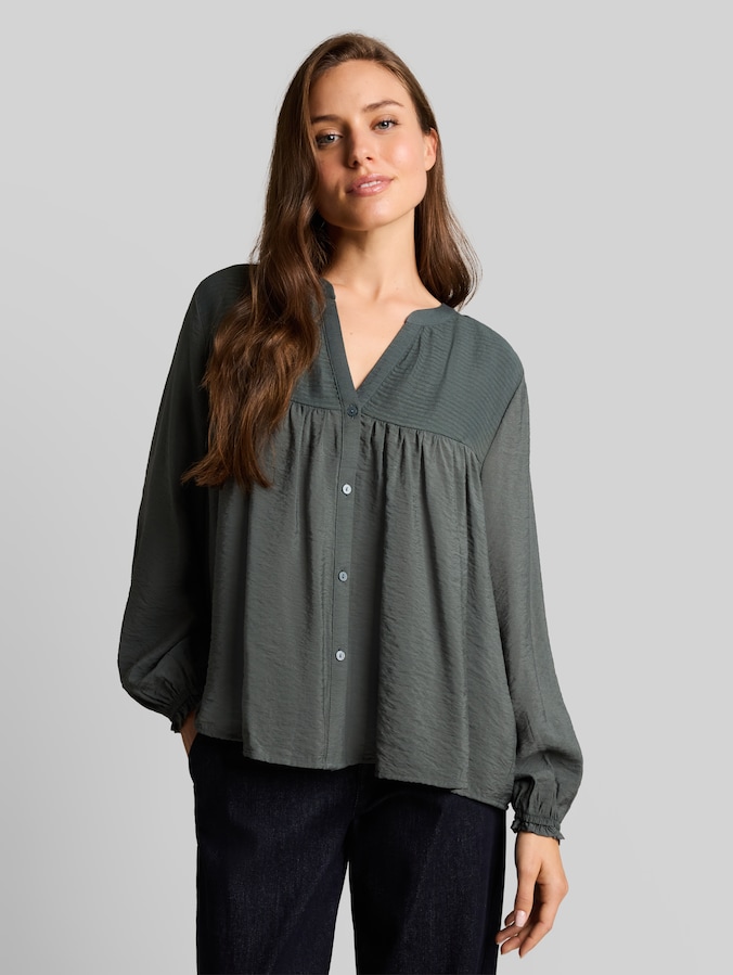 Bluse mit Raffungen von Women, Darkest Olive