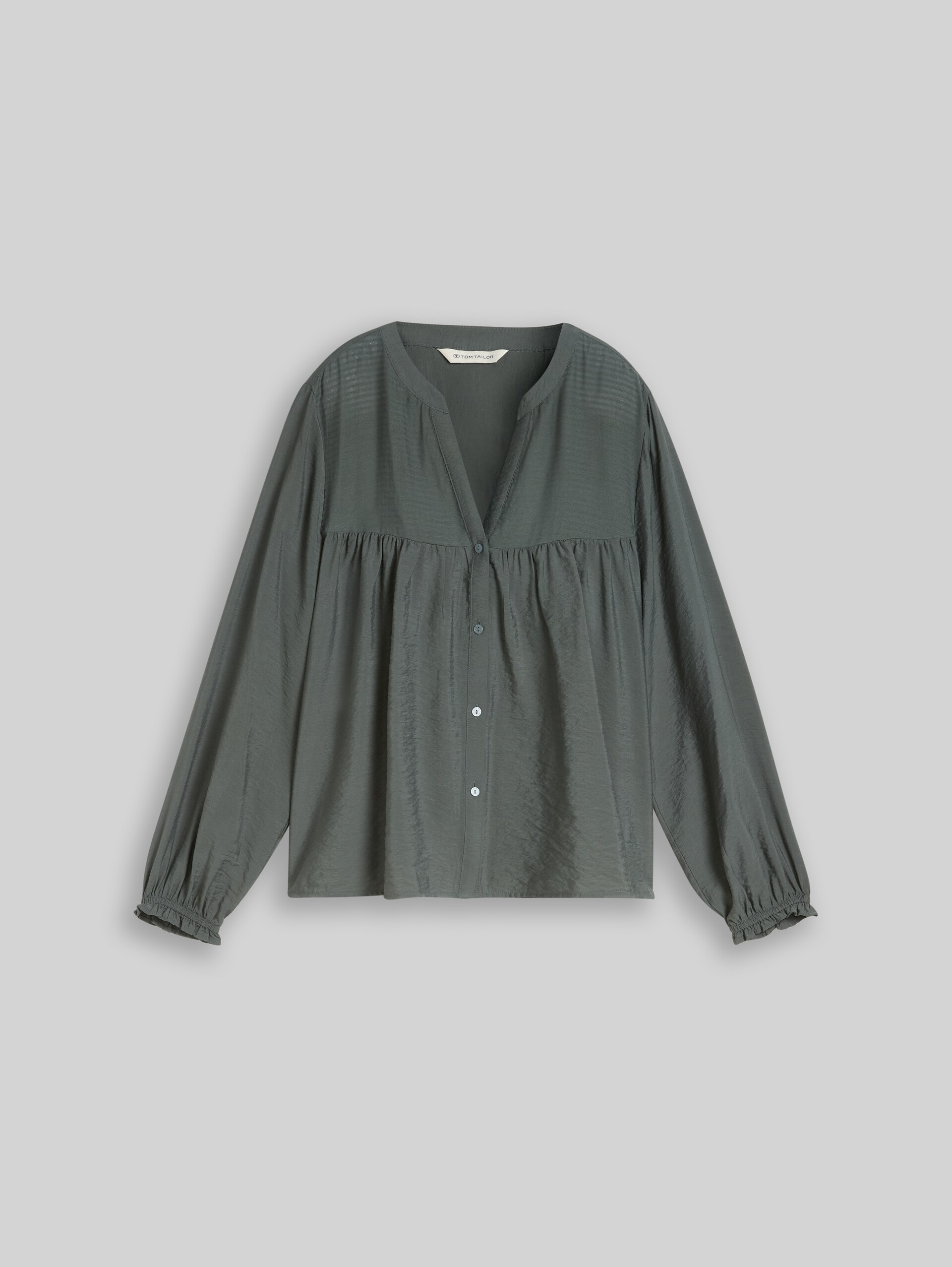Bluse mit Raffungen - Darkest Olive - Vorder-Produkt-Ansicht
