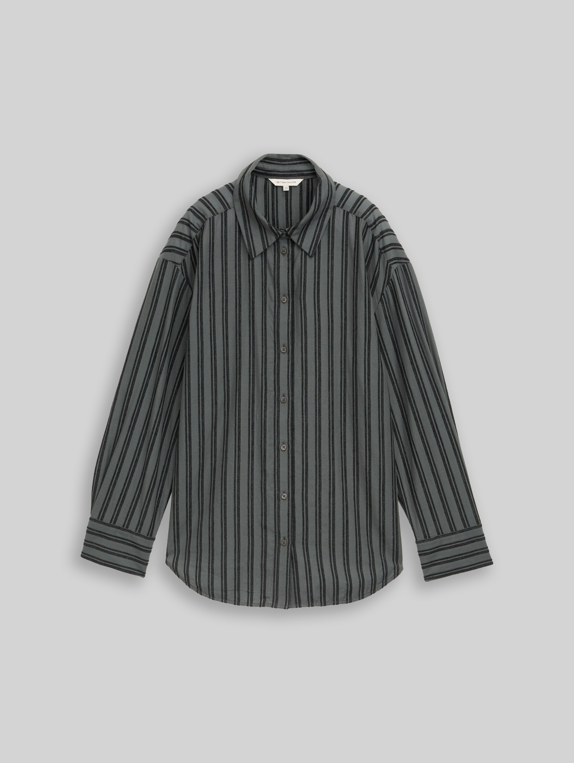 Chemisier ample à rayures - green tonal stripe - Vue de face du produit