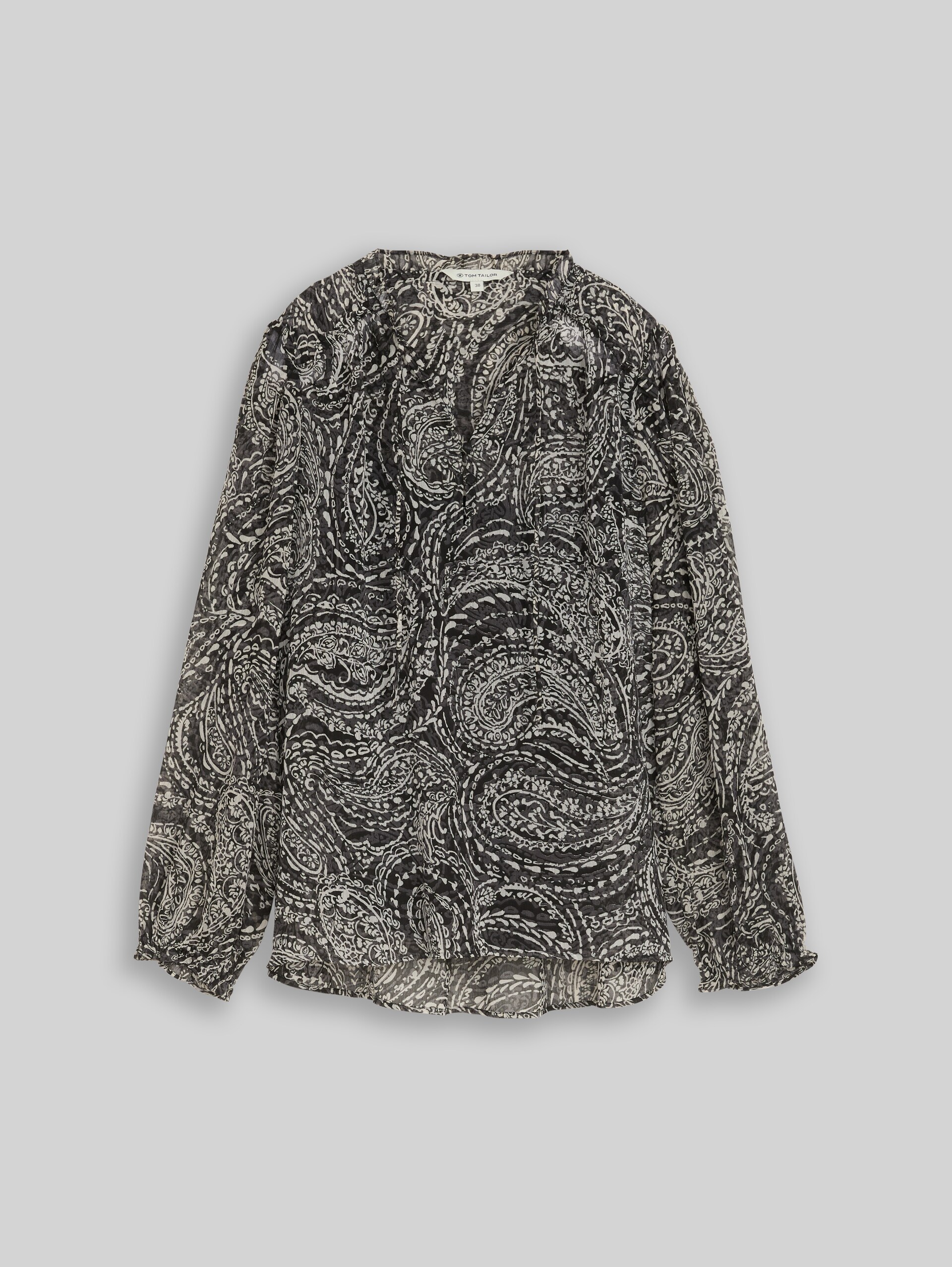 Chiffonblouse met paisleypatroon - black paisley - Product vooraanzicht