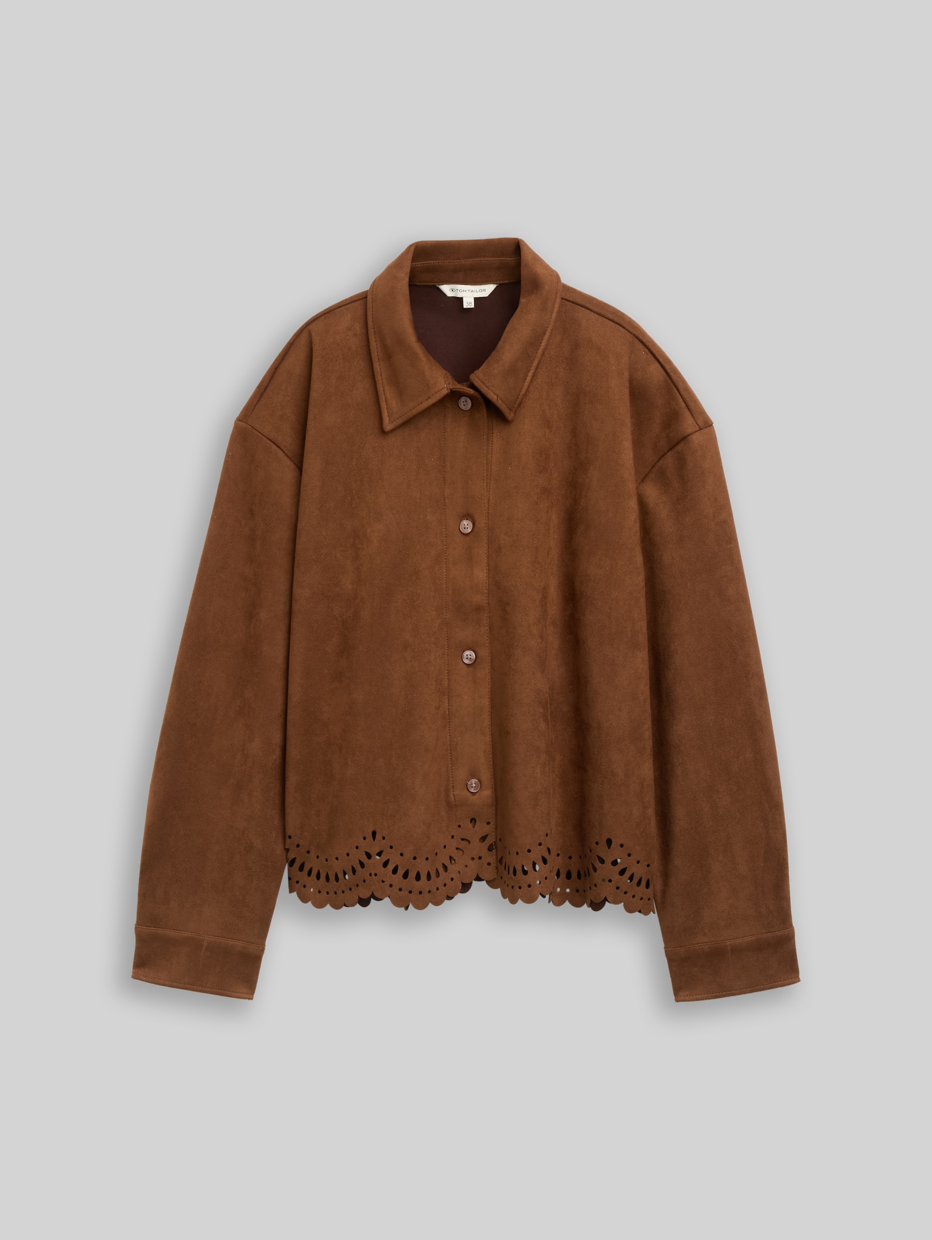 Oversize Bluse in Wildleder-Optik - camel - Vorder-Produkt-Ansicht