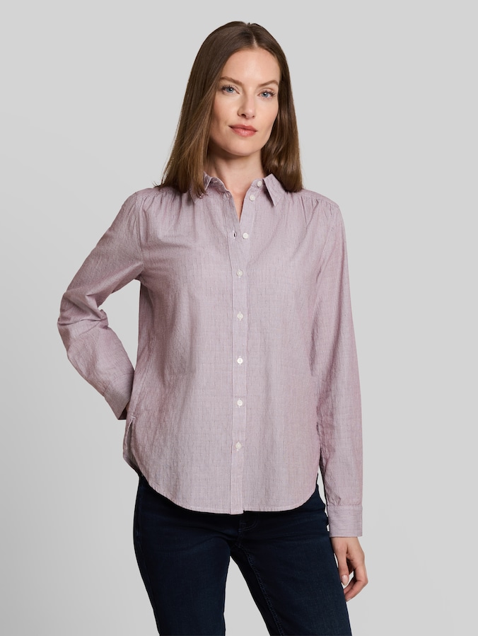 Hemdbluse mit Turn-up-Funktion von Women, preppy plum dobby