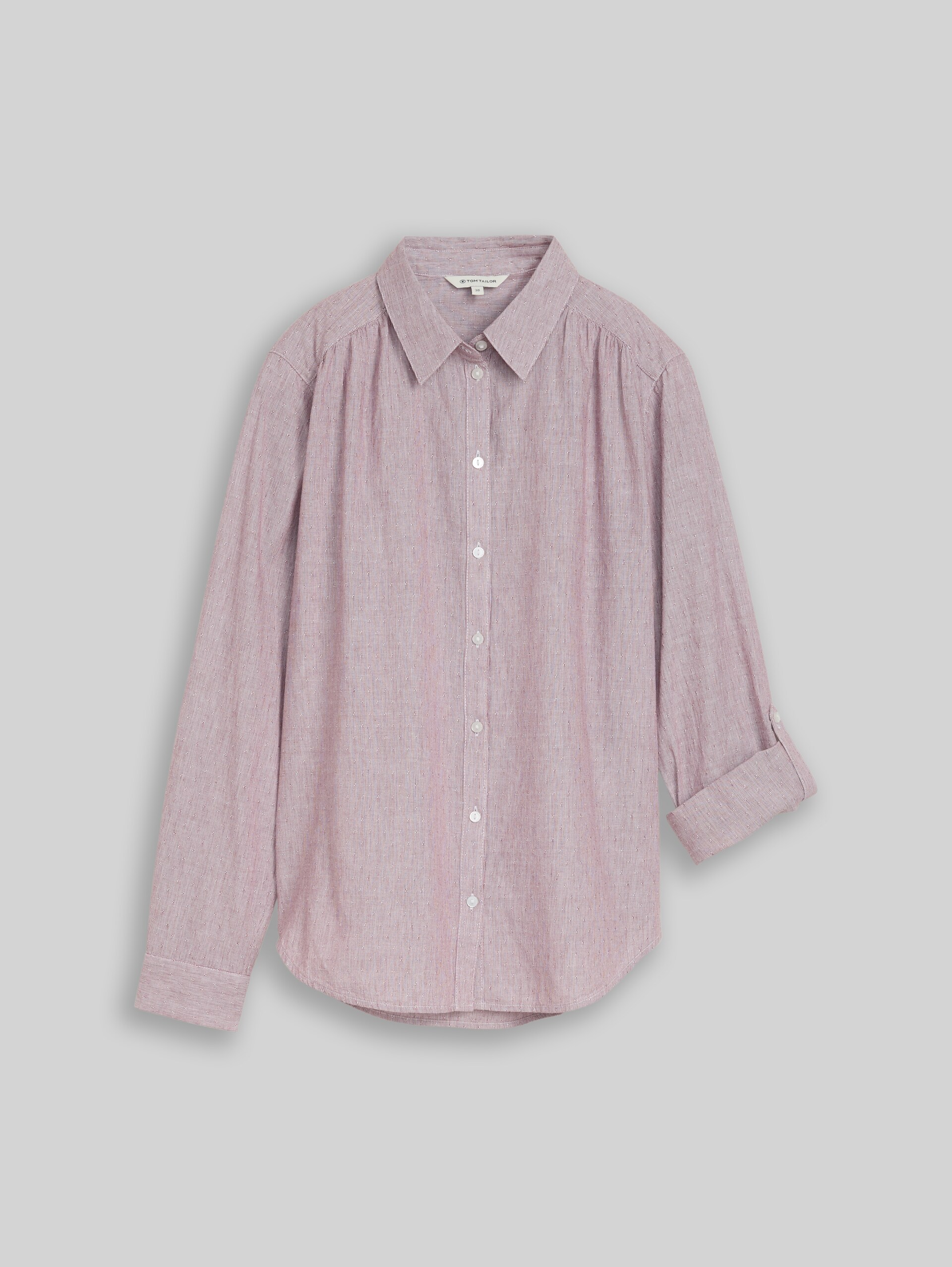 Overhemdblouse met omgeslagen boorden - preppy plum dobby - Product vooraanzicht