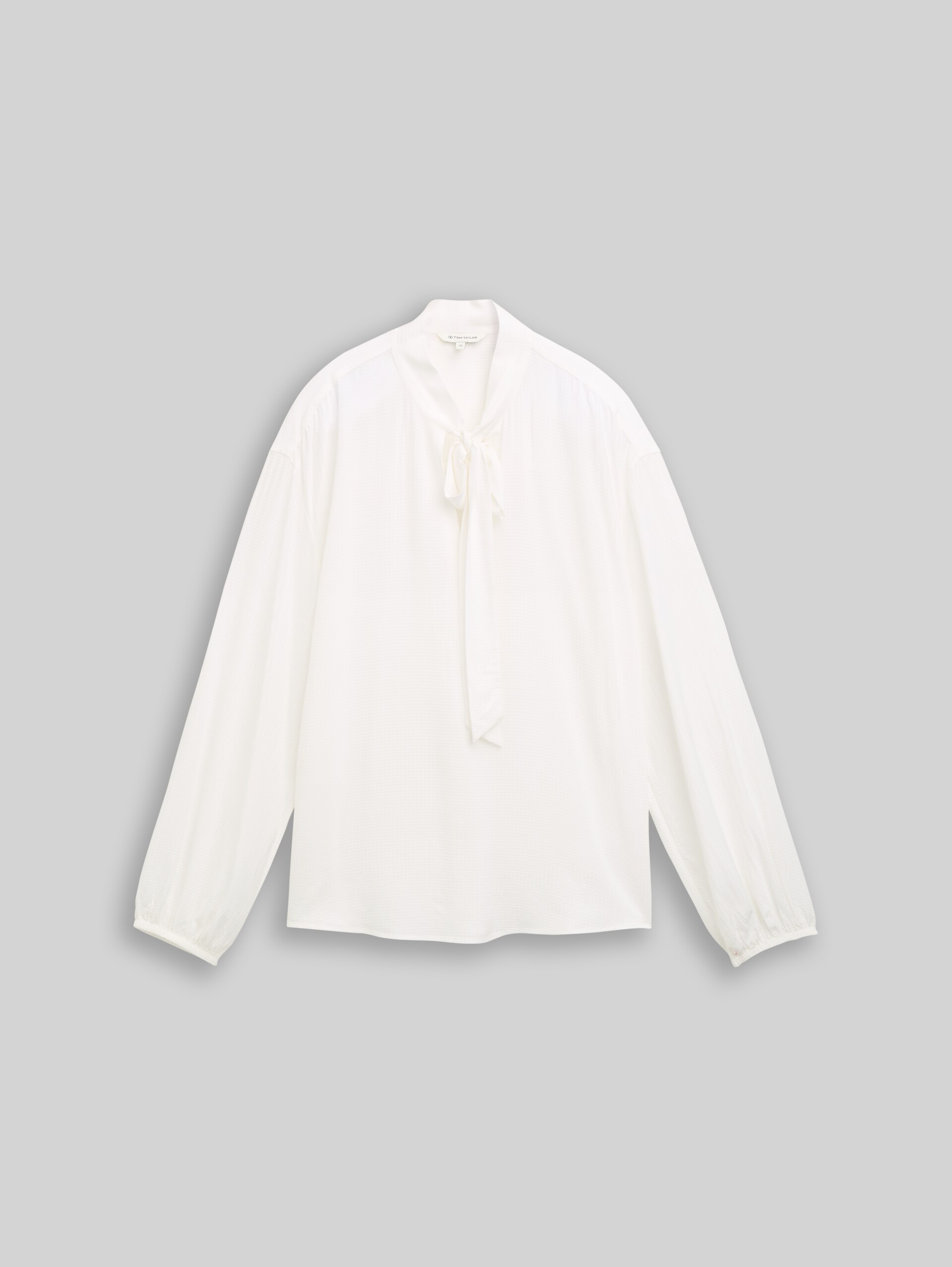 Blouse met losse pasvorm en strikkragen - Whisper White - Product vooraanzicht