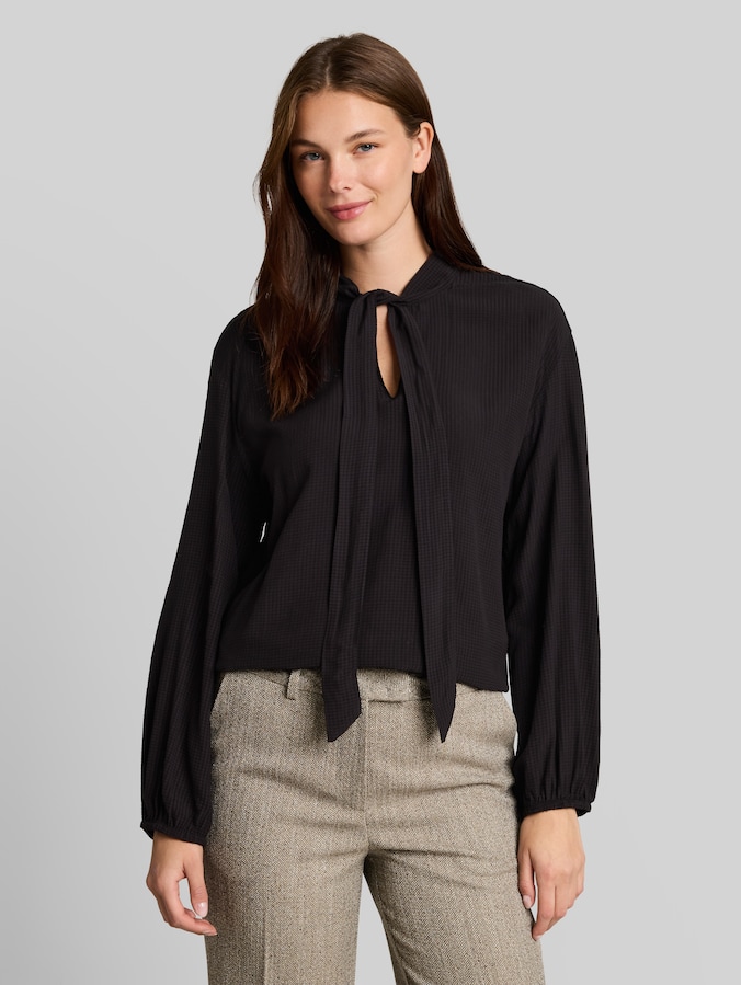 Loose Fit Bluse mit Schleifenkragen von Women, deep black