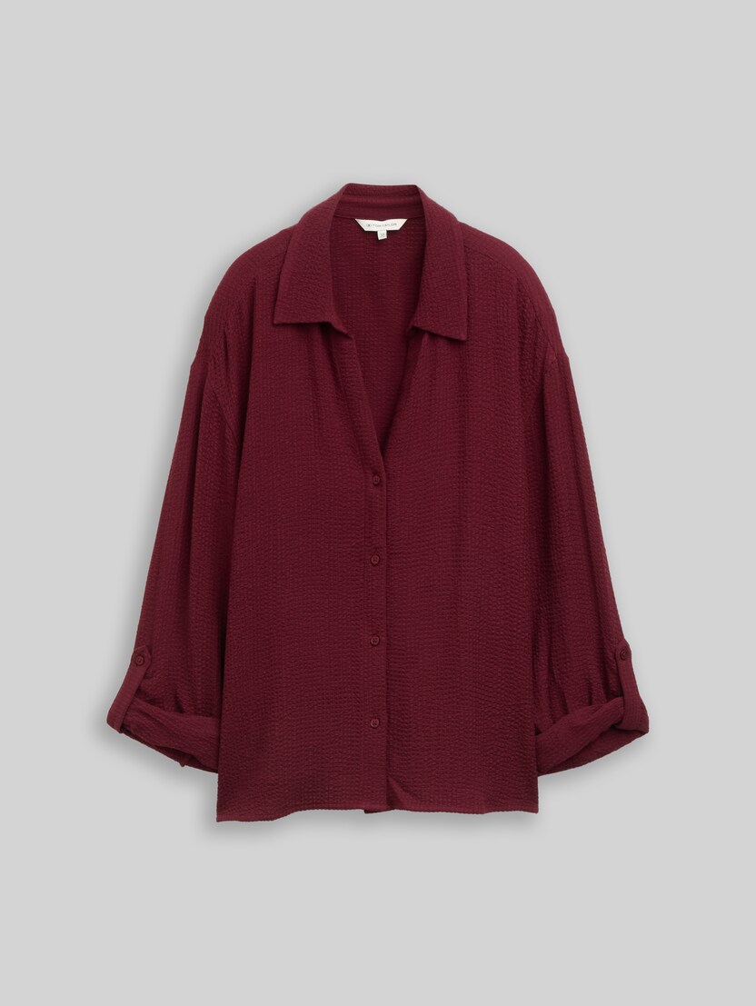 Loose Fit Seersucker Bluse von Women, Preppy Plum
