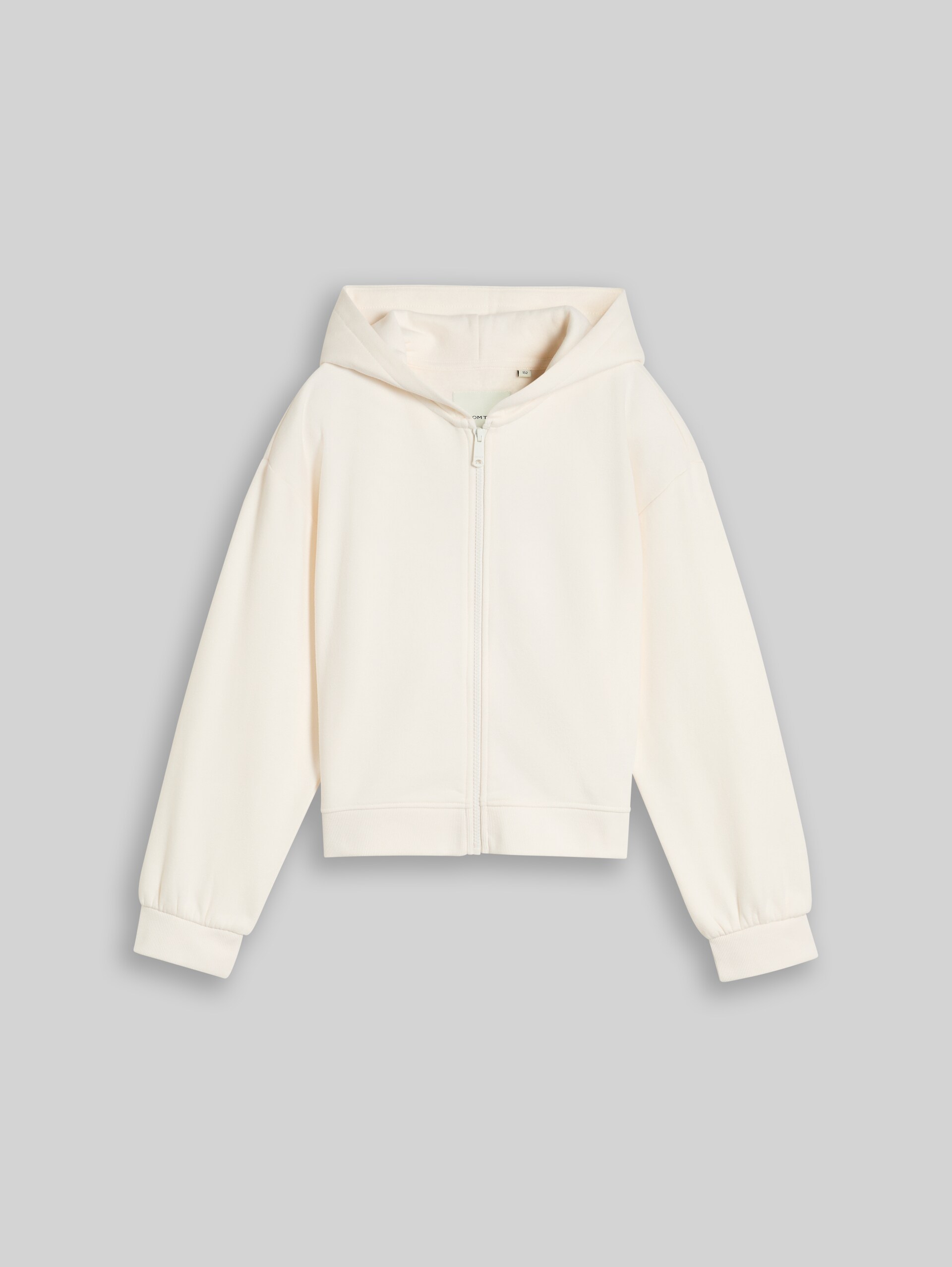 Oversize Hoodie Sweatjacke mit Rückenprint - Gardenia White - Vorder-Produkt-Ansicht